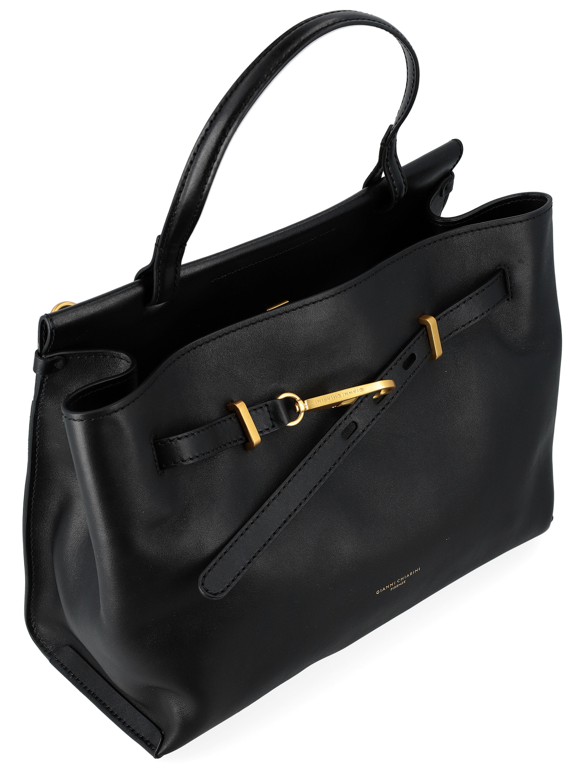 GIANNI CHIARINI ブラックレザーバッグ ジャンニ キャリーニ GIANNI CHIARINI GIANNI CHIARINI ハンドバッグ