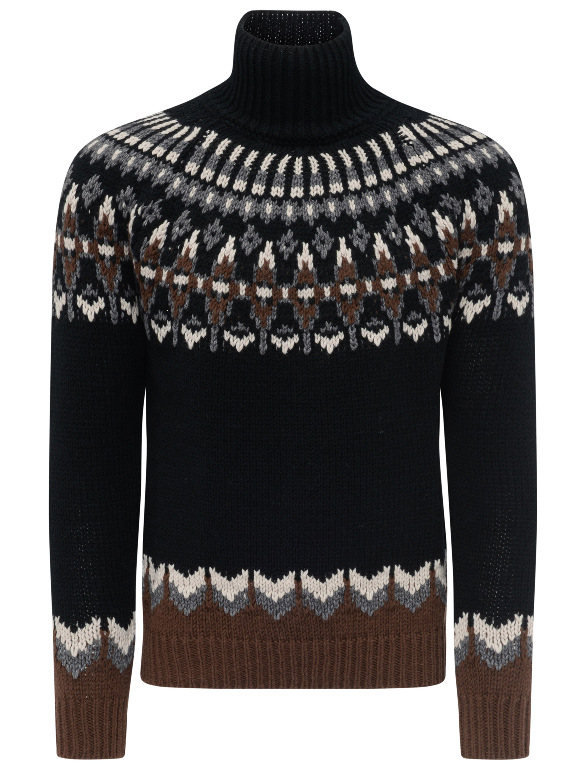 Jersey de cuello alto de lana jacquard negra Dondup