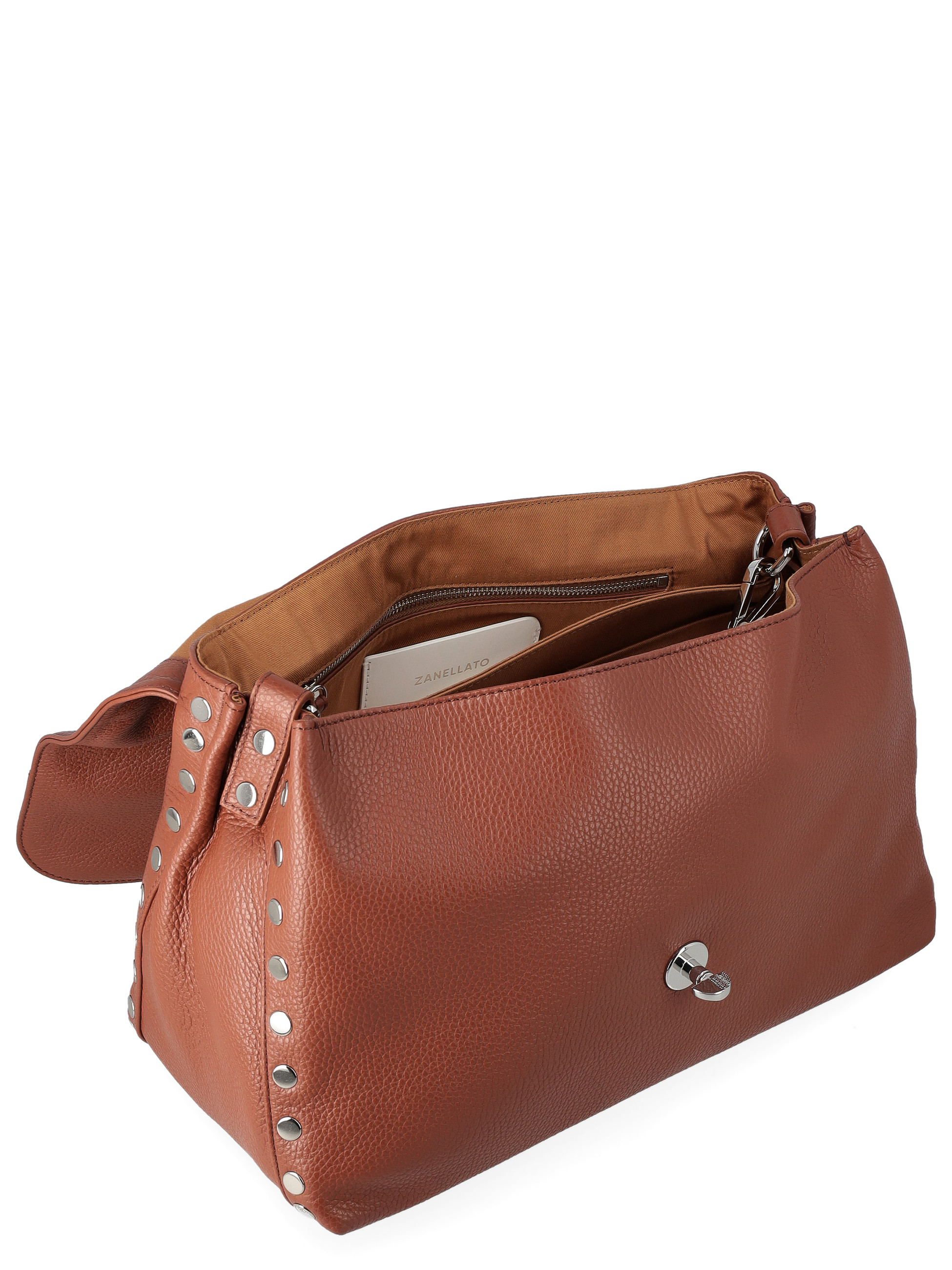 Borsa Zanellato Postina Daily M in pelle martellata marrone 