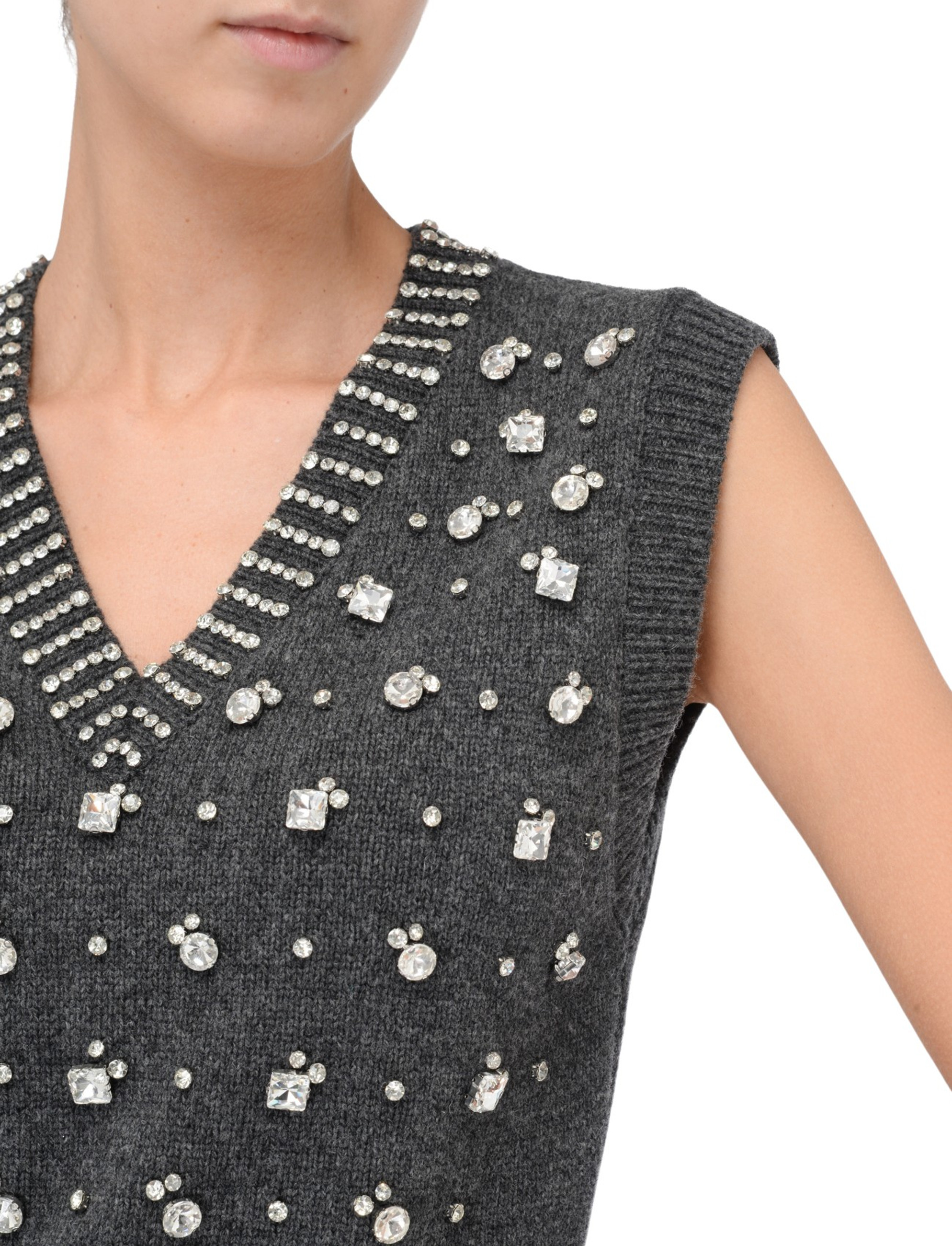 Pinko Ponziane knit vest with gray rhinestones | H-Brands