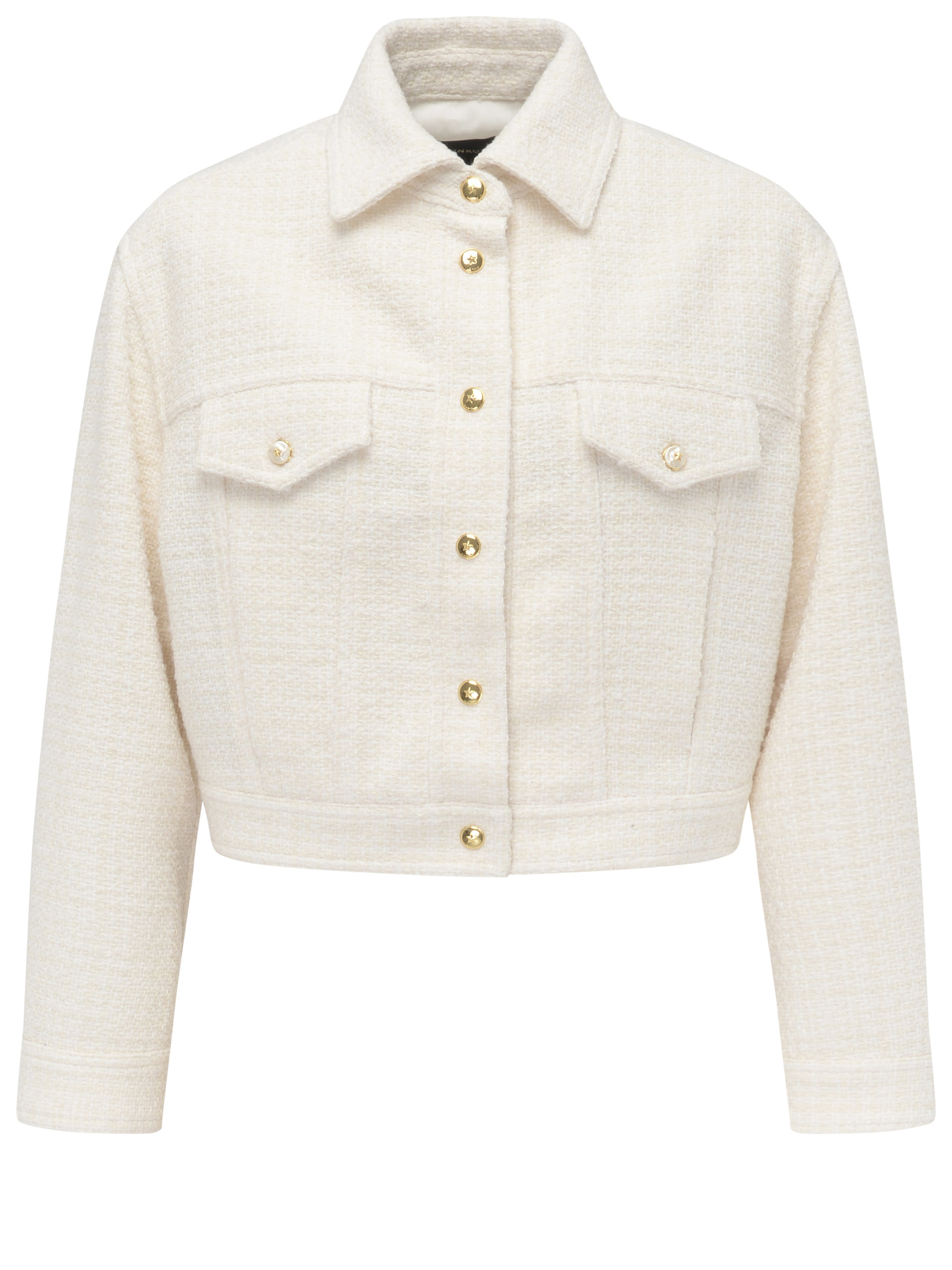 Veste Pinko en bouclé de coton et laine beige 