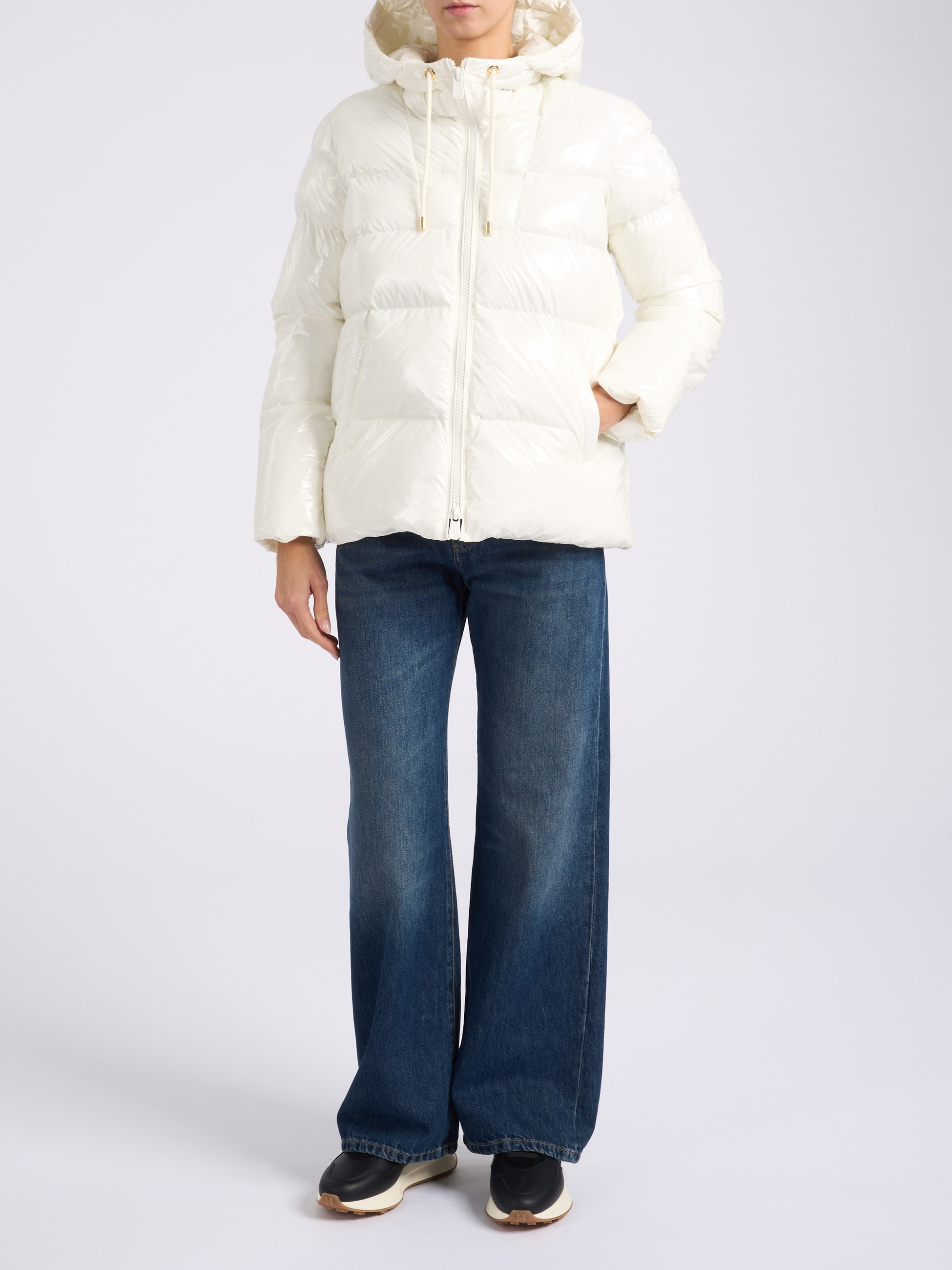 Pinko Down jacket in white crystal nylon | H-Brands