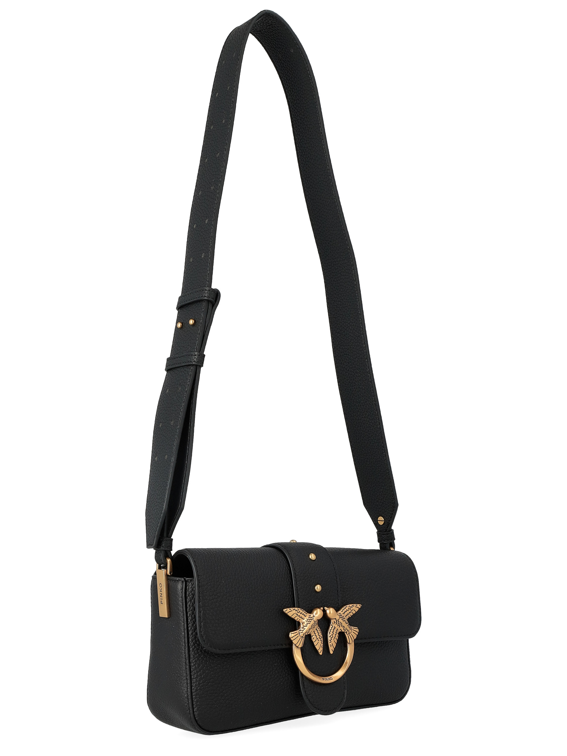 Pinko Love Slouchy Bag in black textured leather | H-Brands
