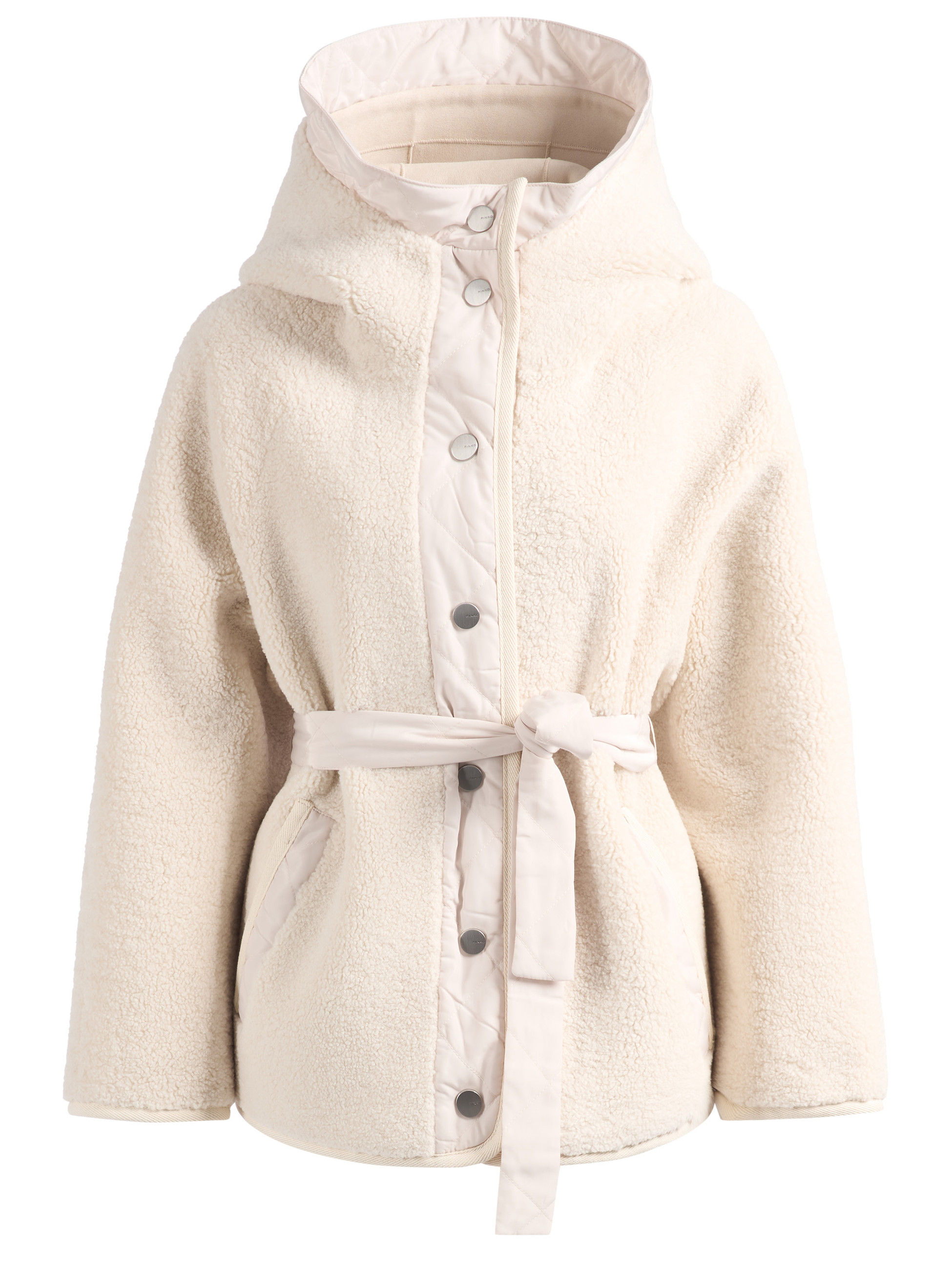 Caban corto Pinko Capperi effetto teddy avorio