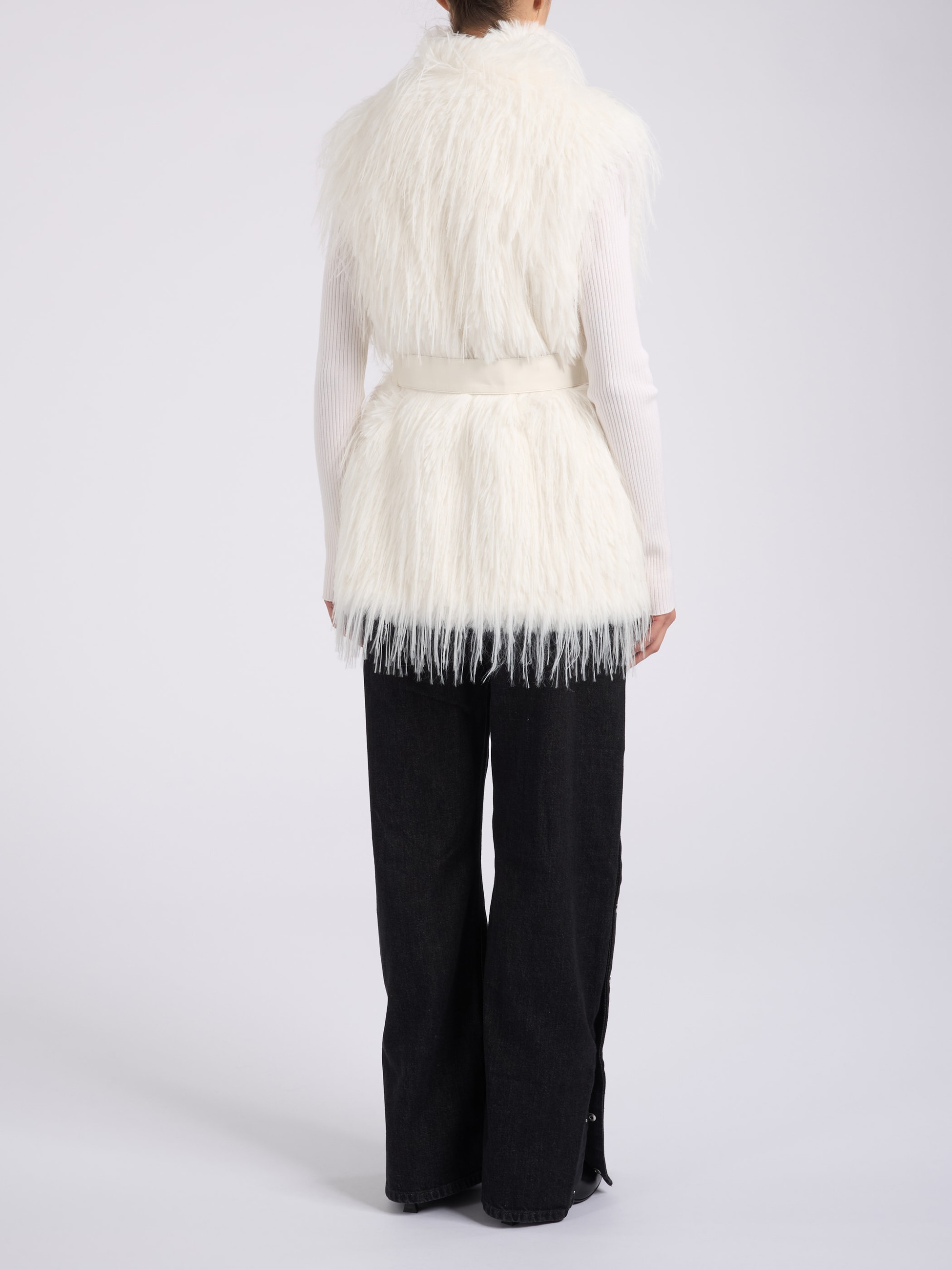 Pinko White Faux Fur Vest | H-Brands