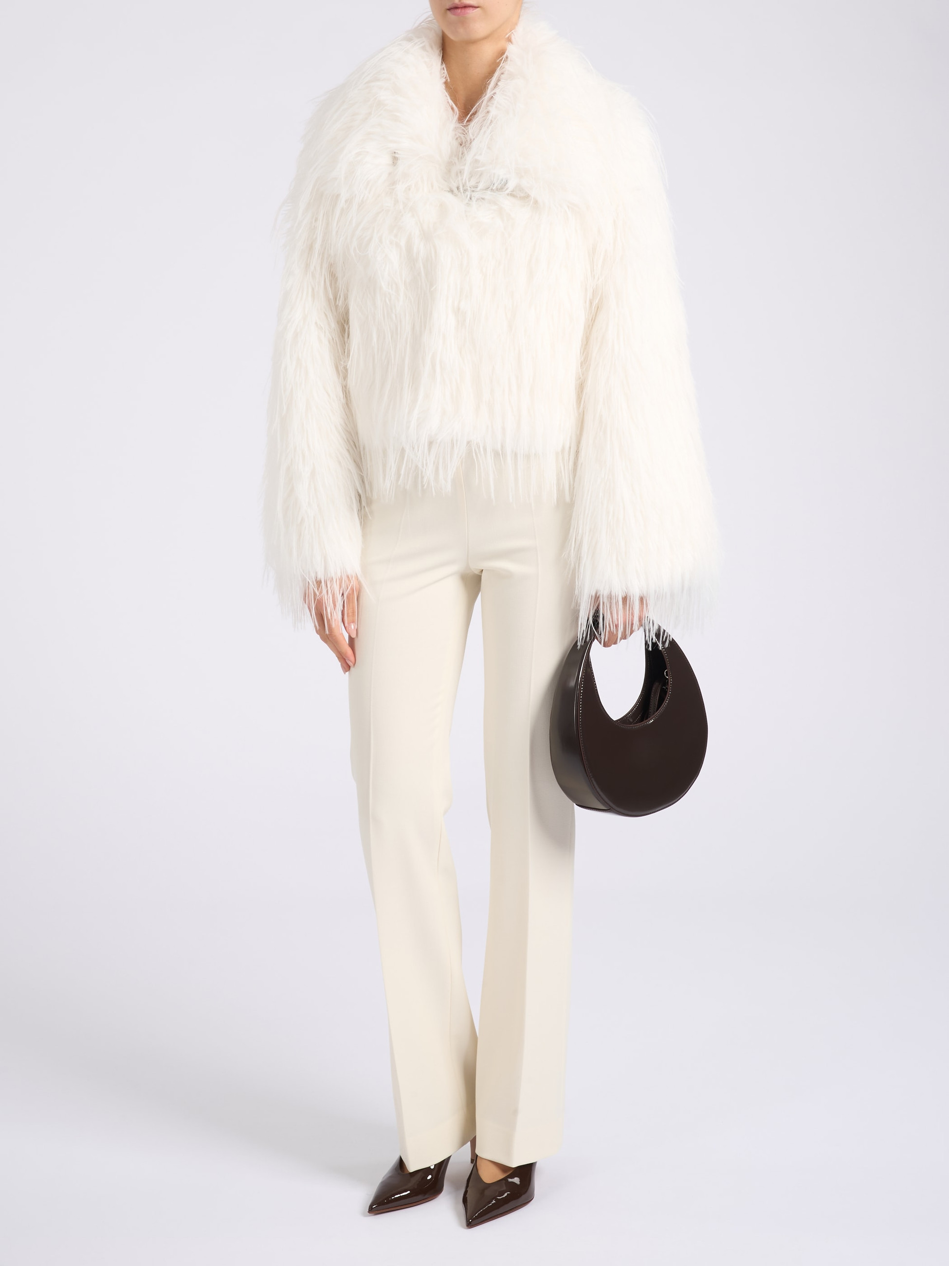 Pinko Faux Fur Coat in White | H-Brands