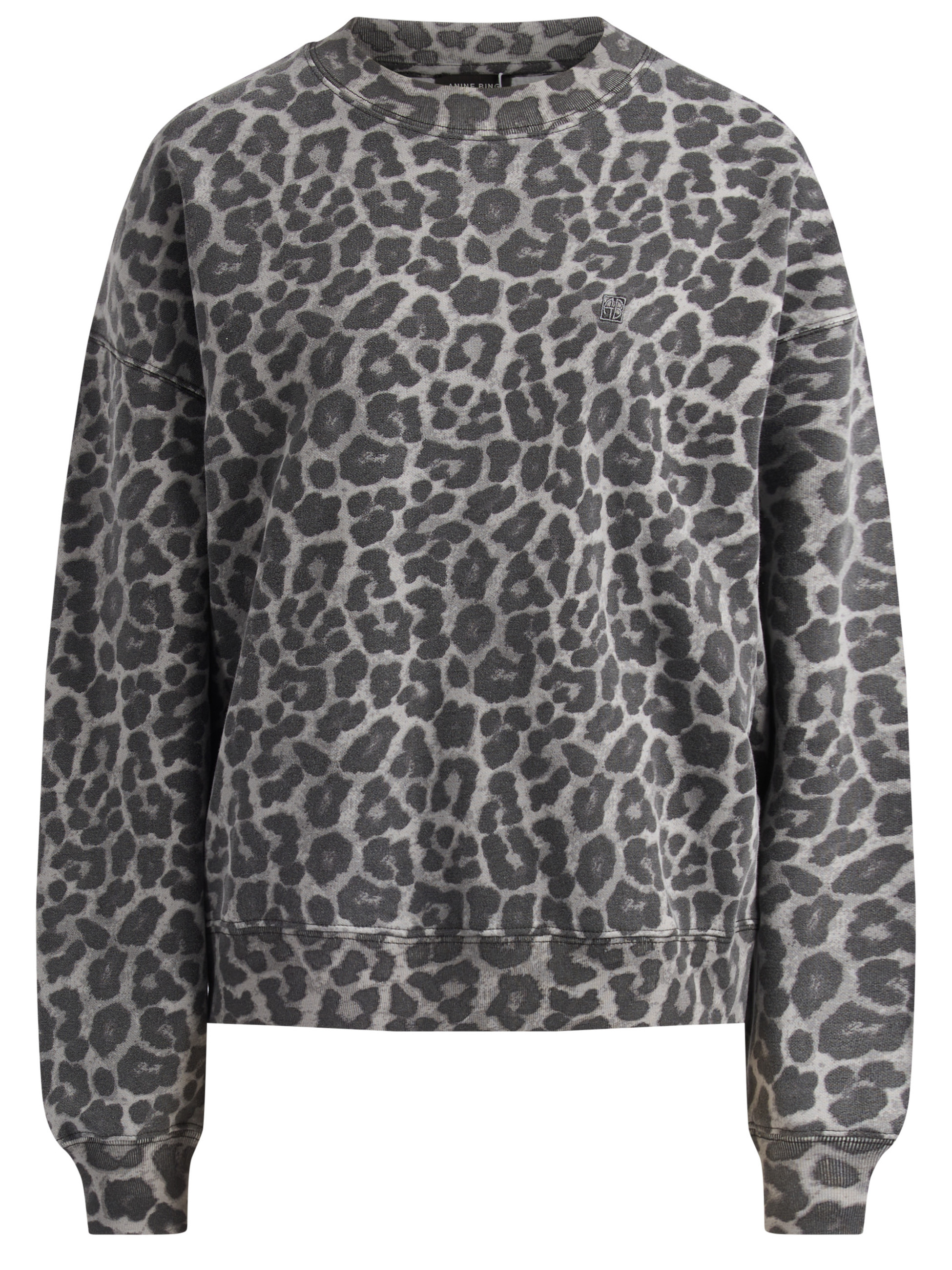 Anine Bing Sweatshirt in Gray Leopard-Print Organic Cotton | H-Brands