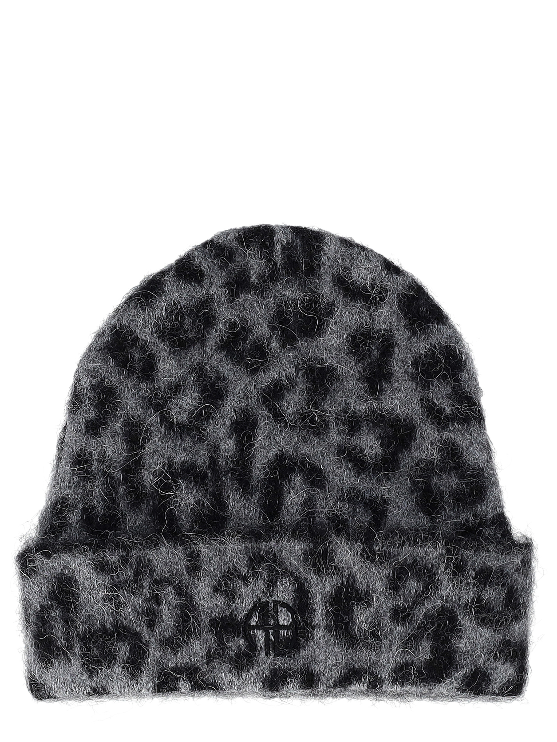 Gorro de lana con estampado de leopardo gris Anine Bing Elia  Gorro de lana con estampado de leopardo gris Anine Bing Elia