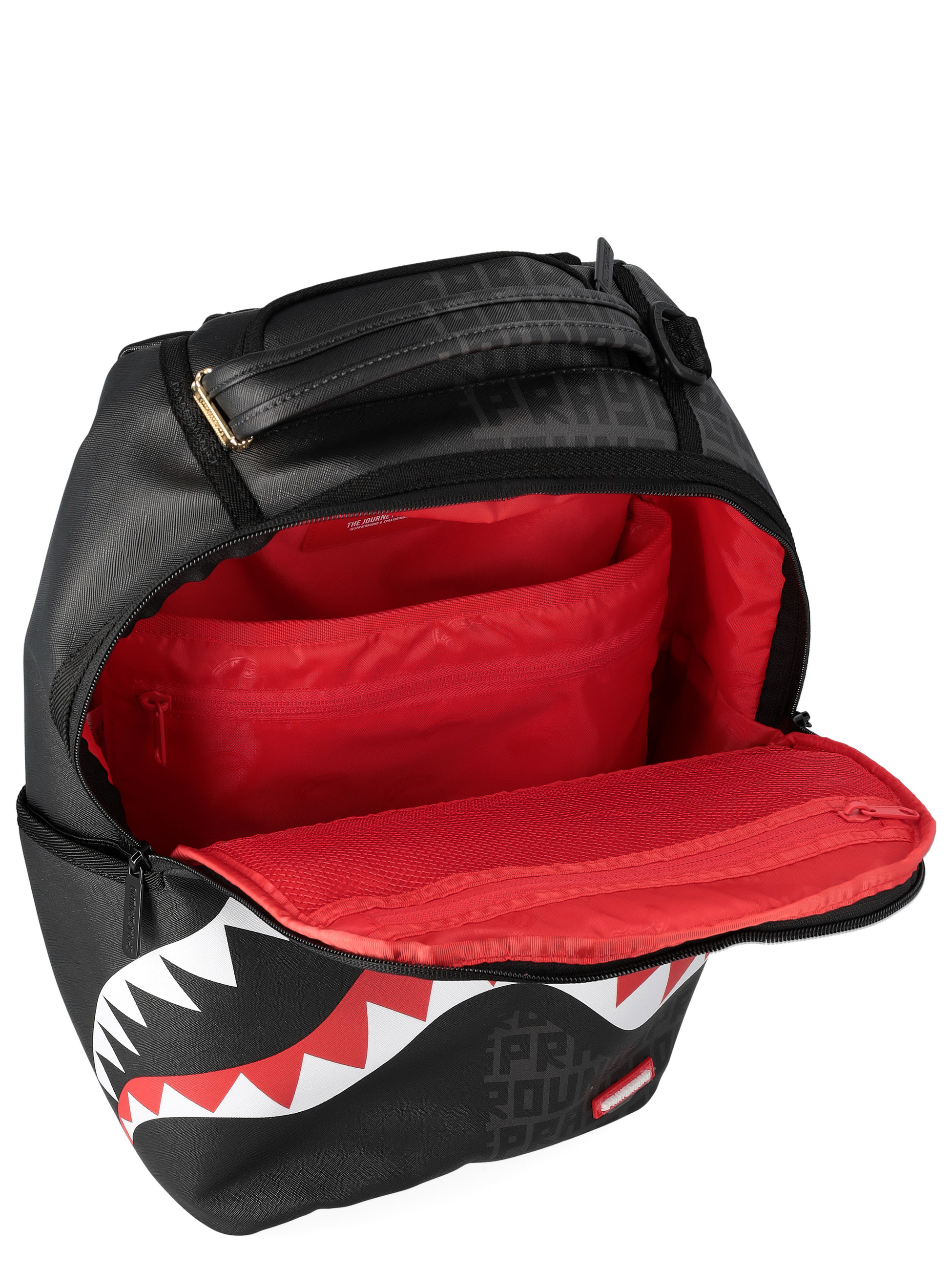 Sprayground Central Split Infinity Backpack in Black Vegan Leather