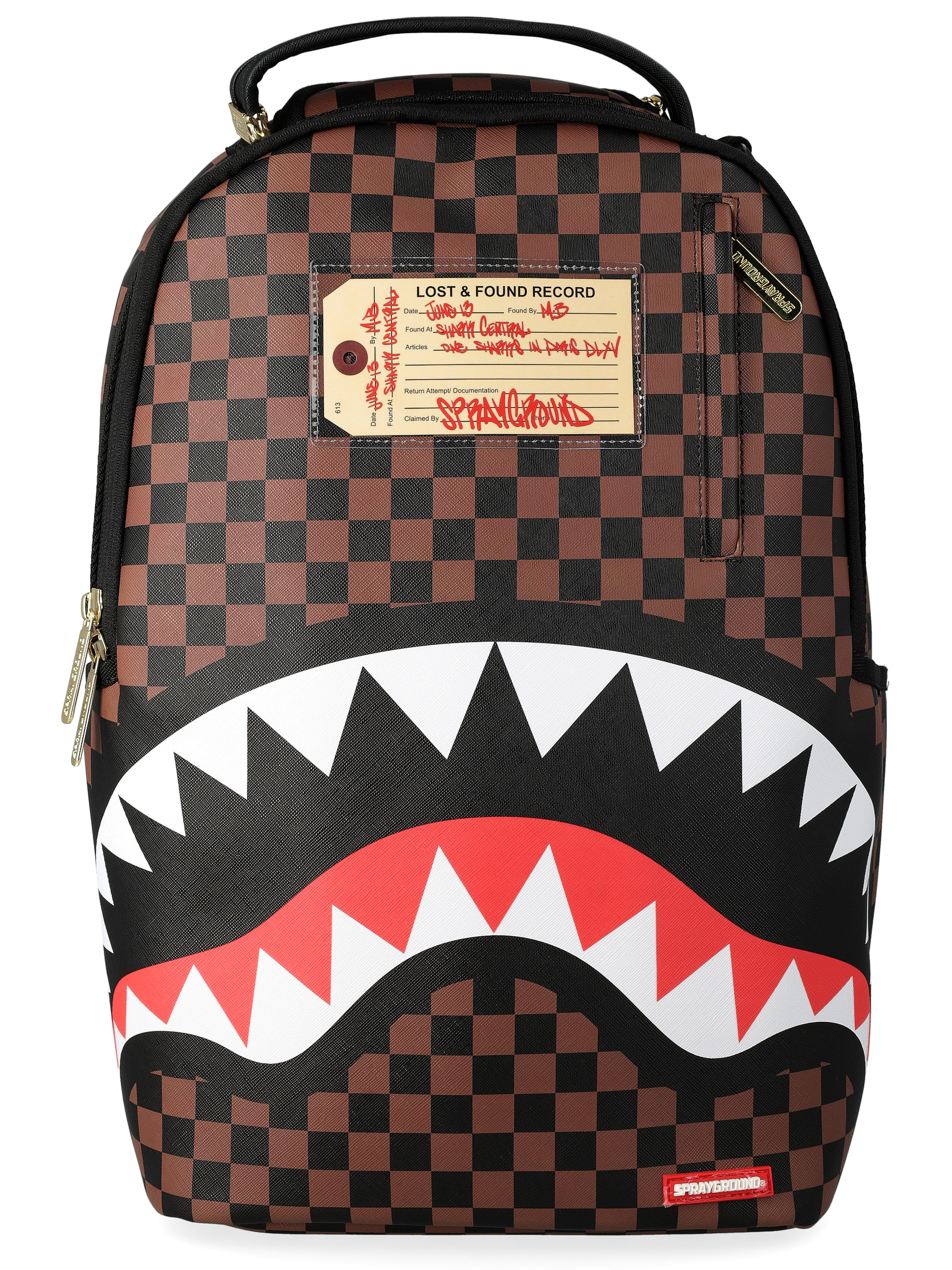 Sprayground In Paris Lost & Found Backpack in Brown Vegan Leather