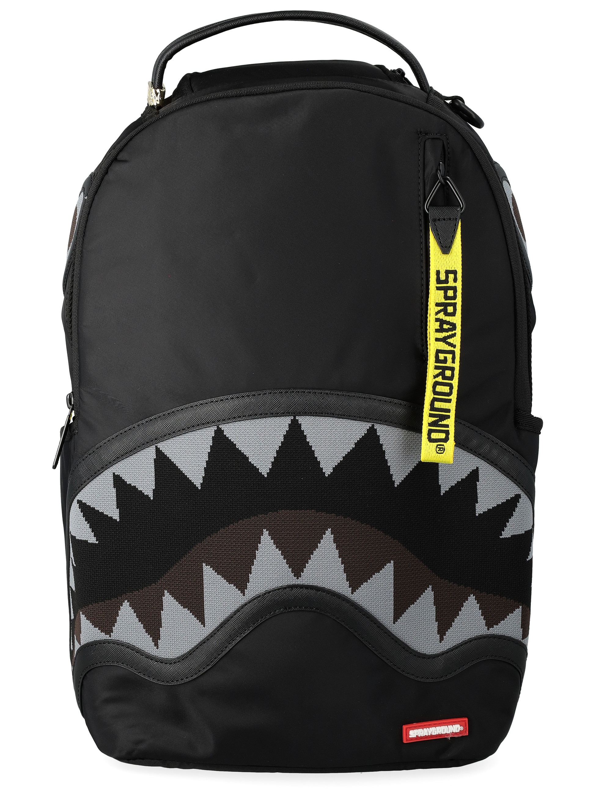 Sprayground Central Yellow Tape backpack in black technical fabric 