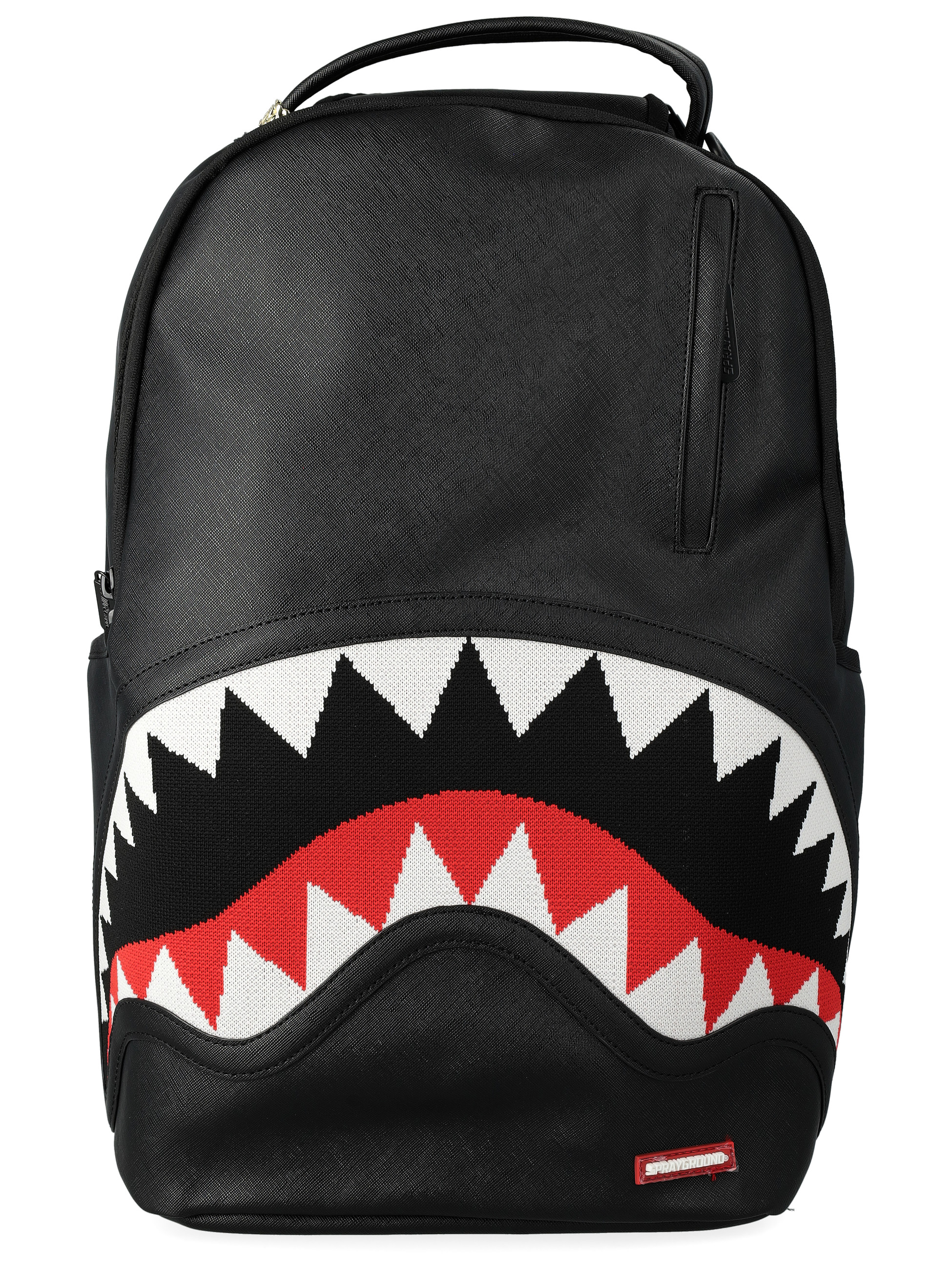 Sprayground Knit Mouth Backpack in Black Vegan Leather | H-Brands
