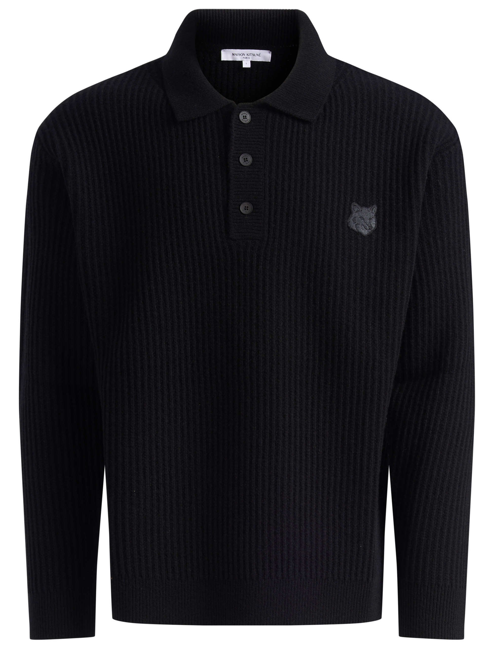 Maison Kitsuné black ribbed Maison Kitsuné polo shirt | H-Brands