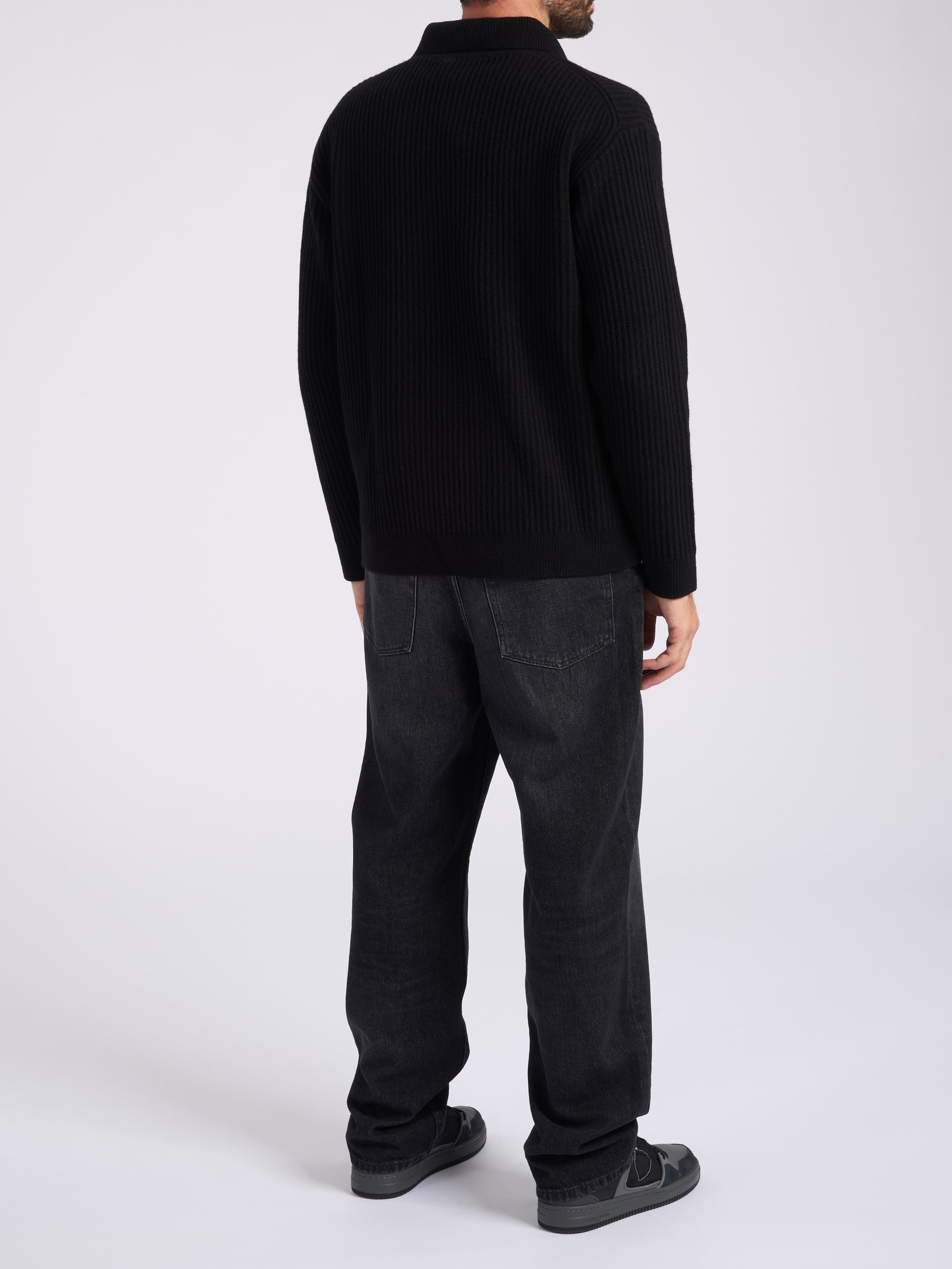 Maison Kitsuné black ribbed Maison Kitsuné polo shirt | H-Brands