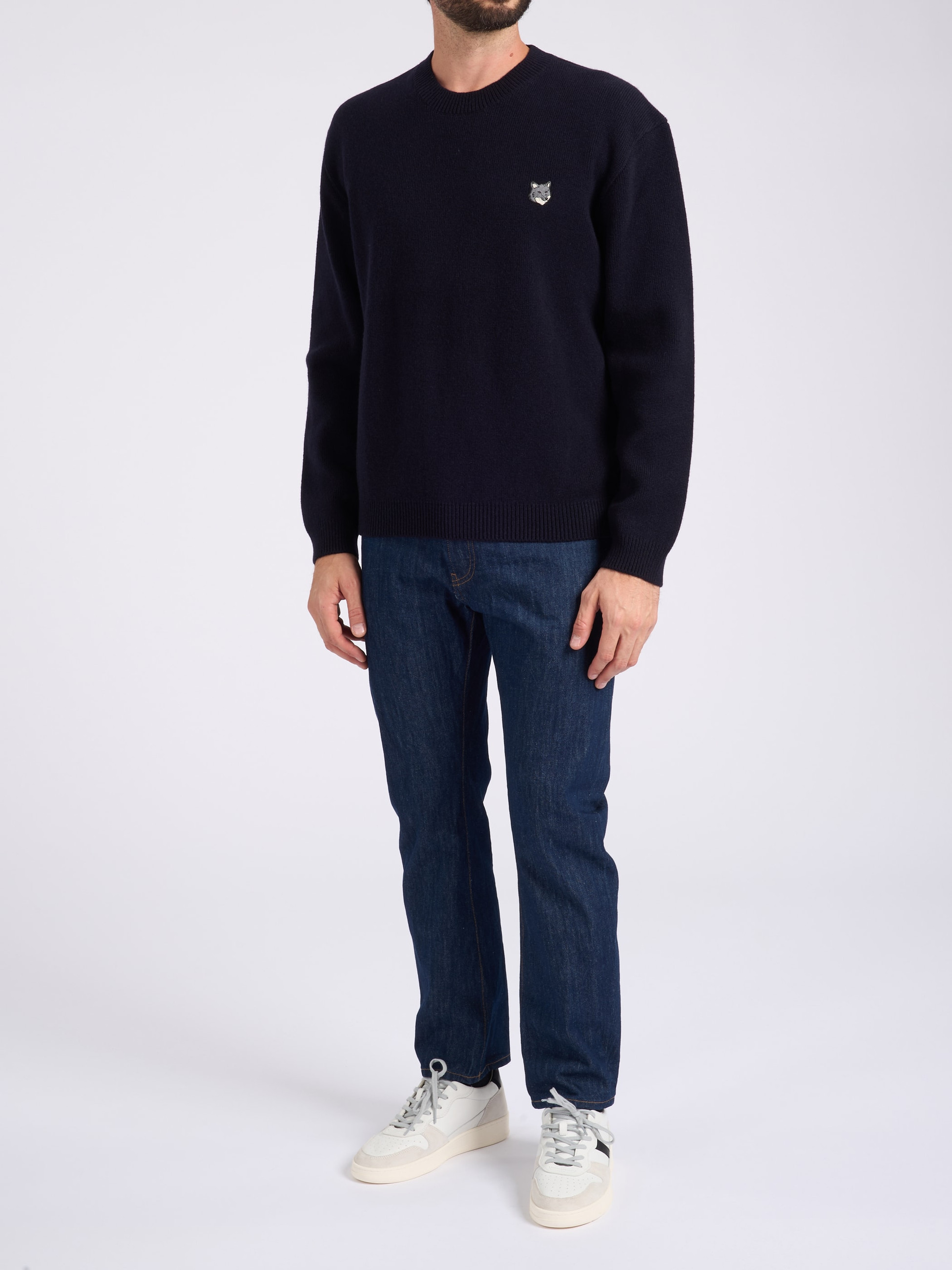 Maison Kitsuné Head Milano Sweater in Blue Wool | H-Brands