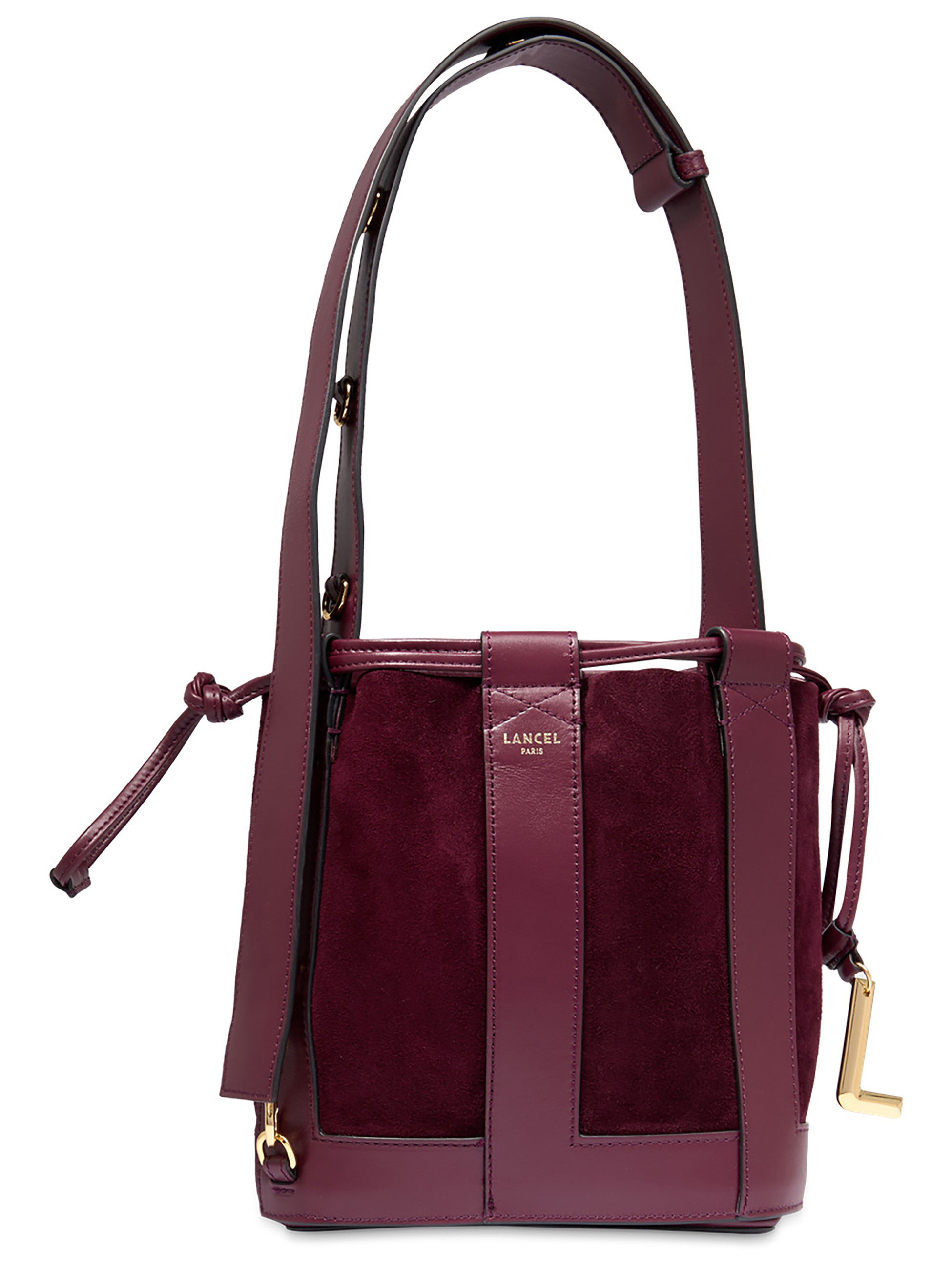 Lancel Elles S bucket bag en piel y ante burdeos Lancel Elles S bucket bag en piel y ante burdeos