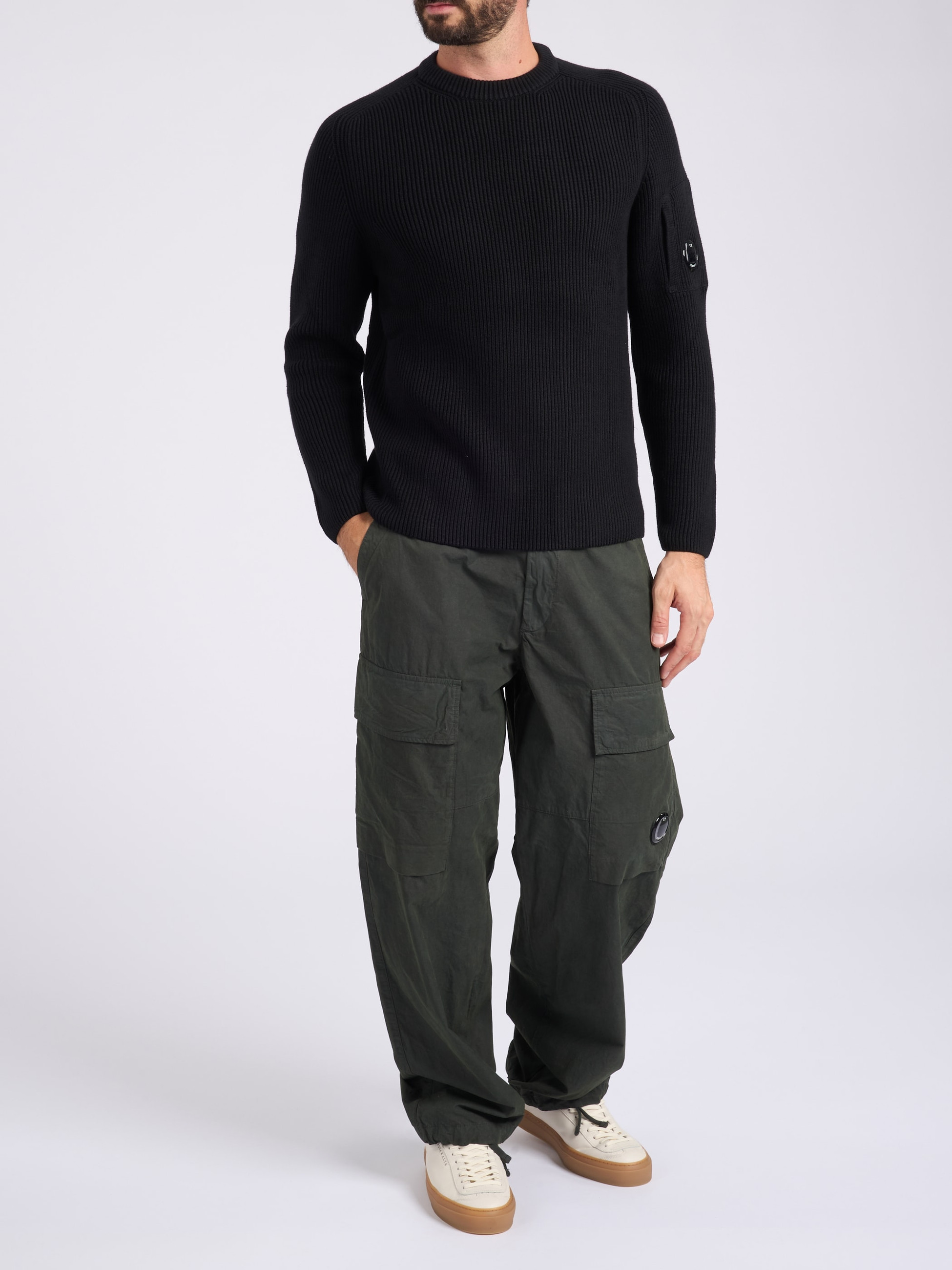 C.P. Company Rib Black Cotton Sweater | H-Brands