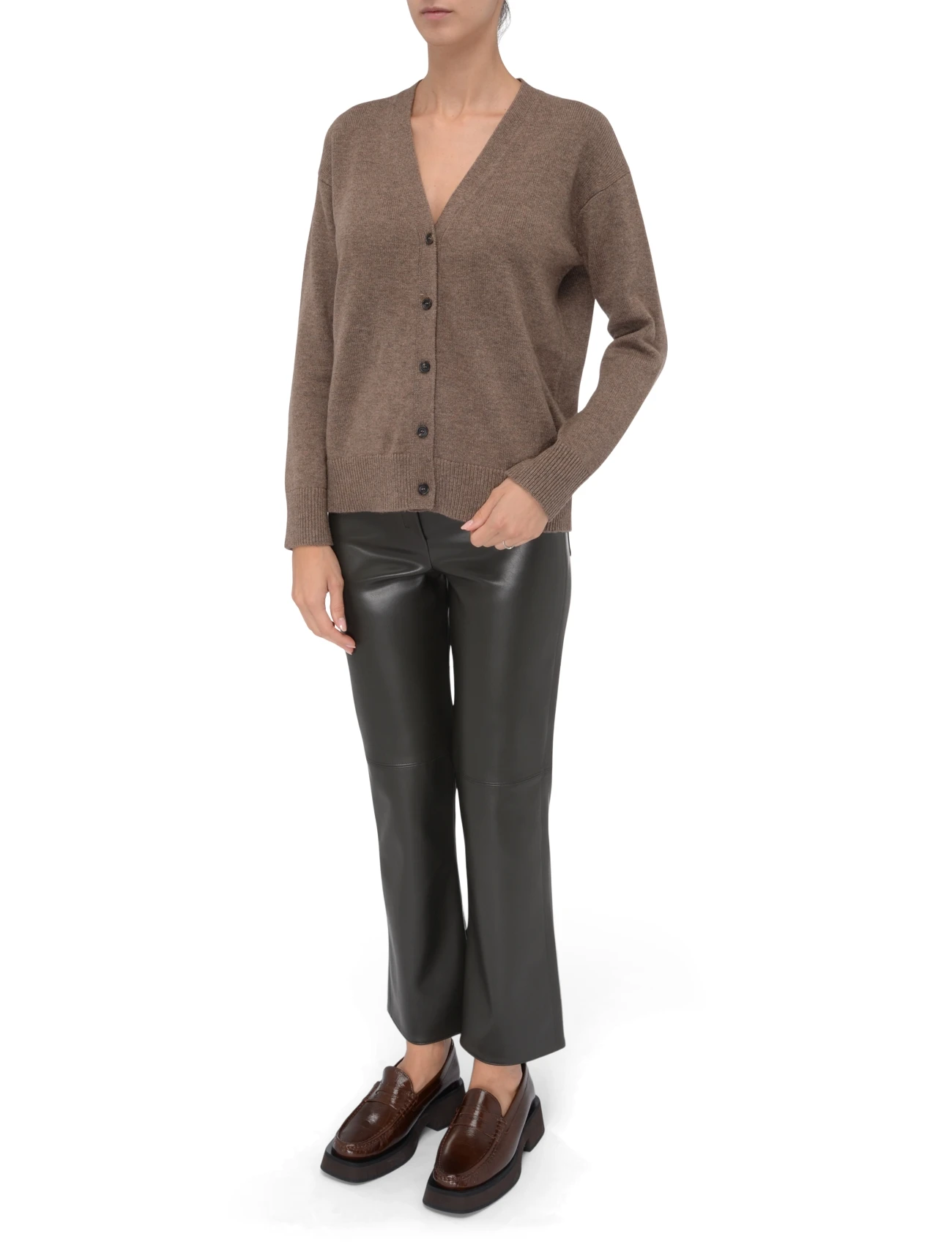Classic 'S Max Mara Cardigan in Brown Wool and Cashmere | H-Brands