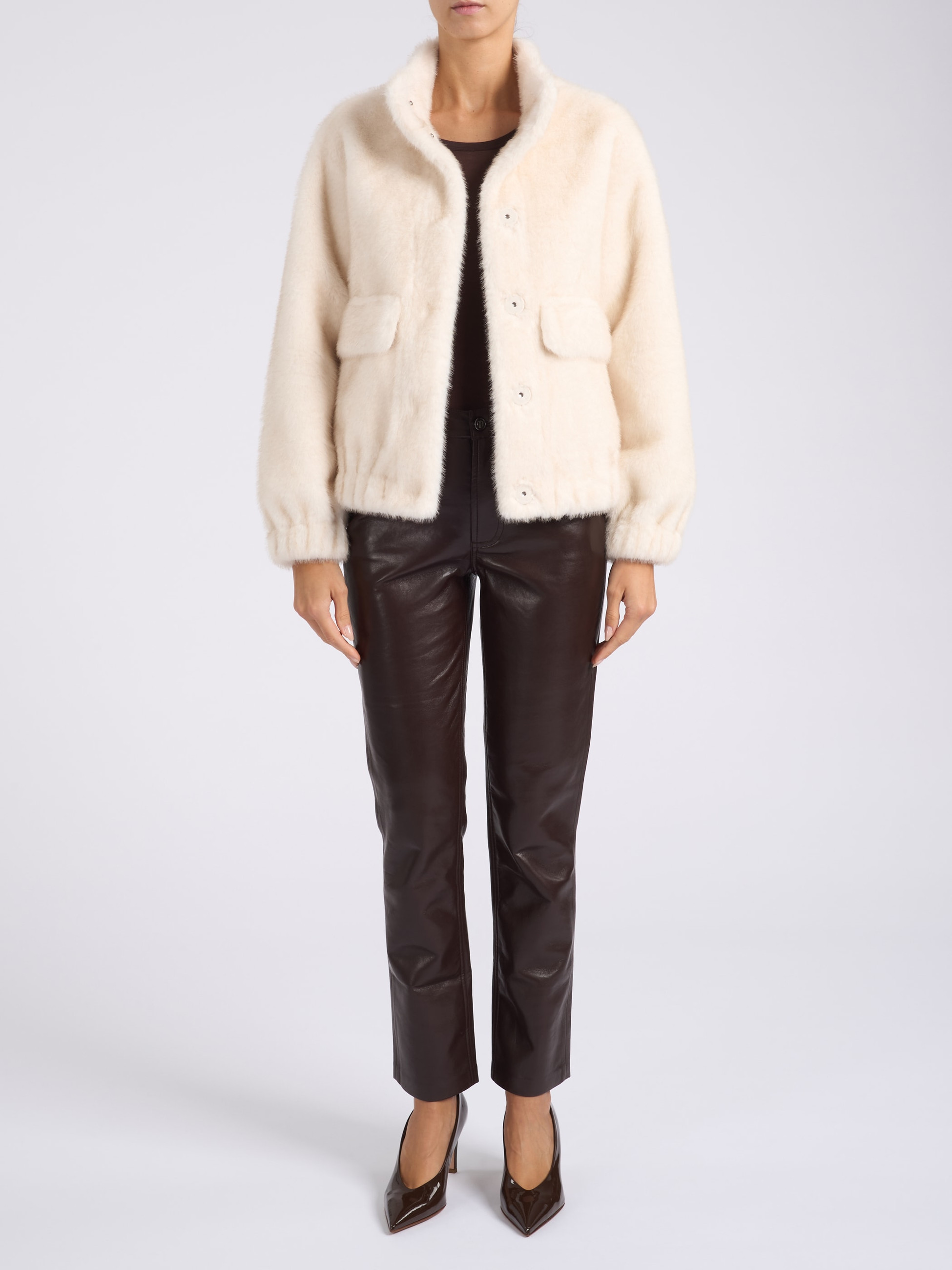 Michael Kors ivory Michael Kors fur jacket | H-Brands