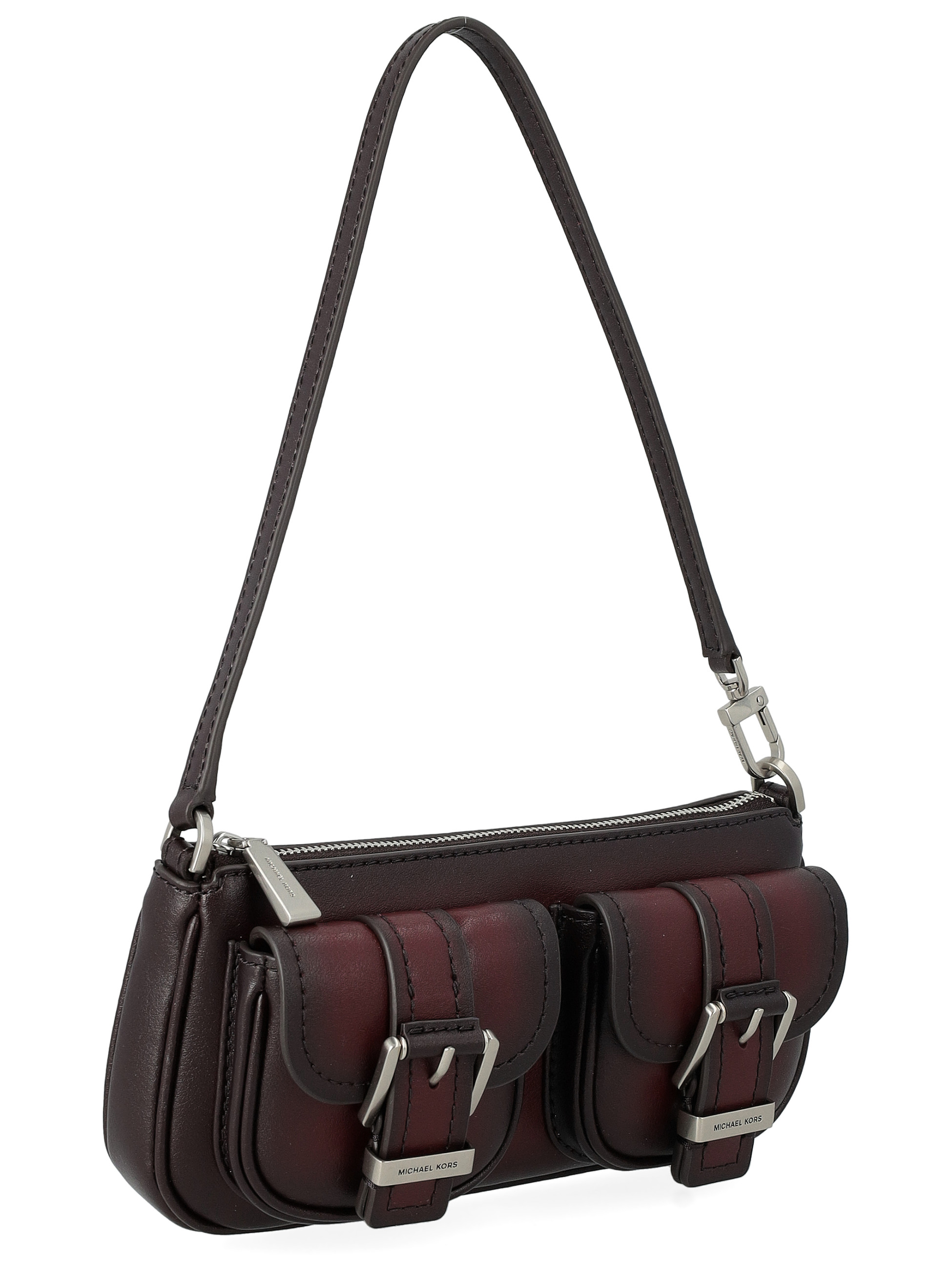 Borsa Michael Kors Zoe piccola in pelle brunita color rosso scuro