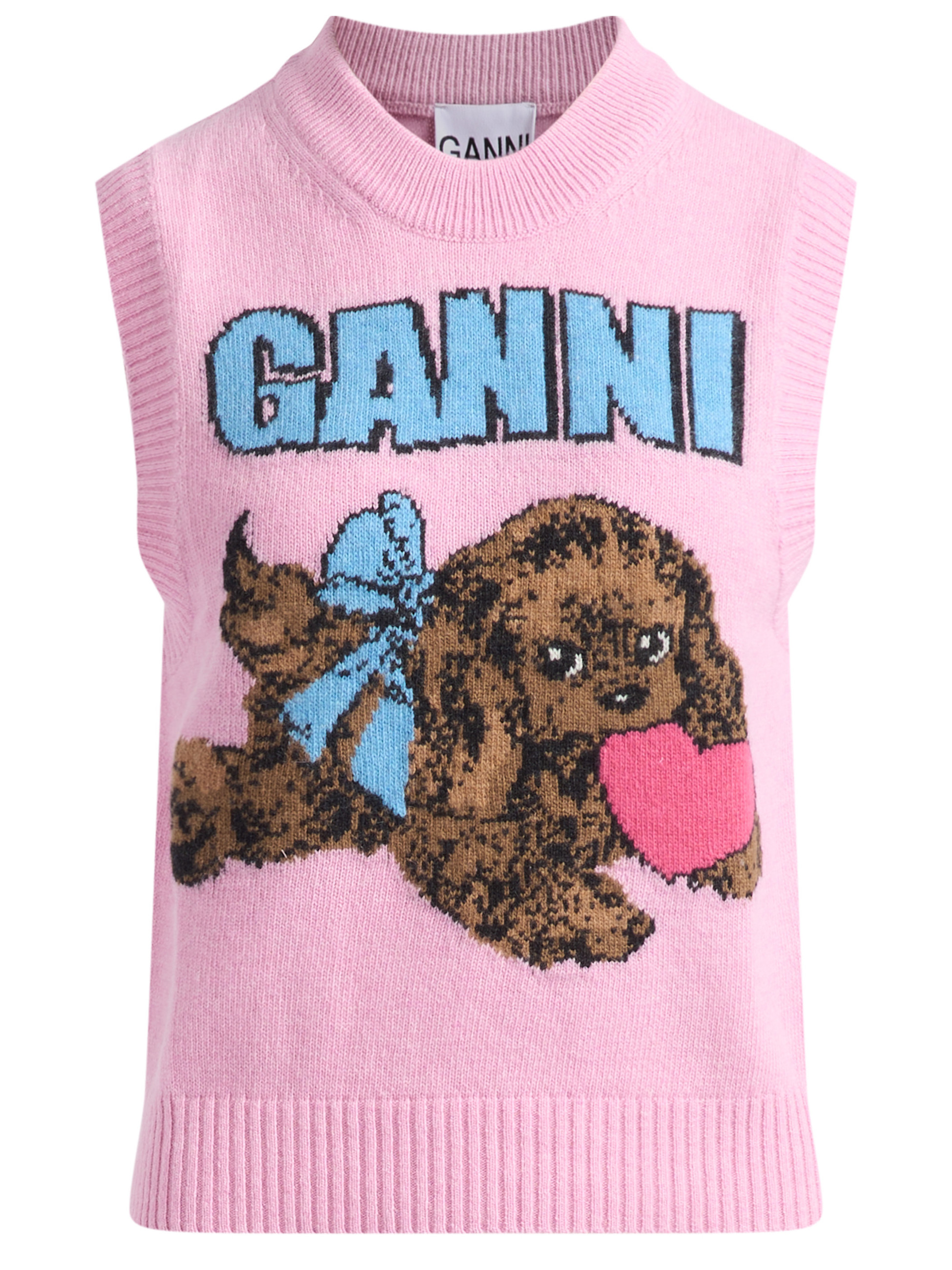 Chaleco Ganni Puppy de lana rosa tiza