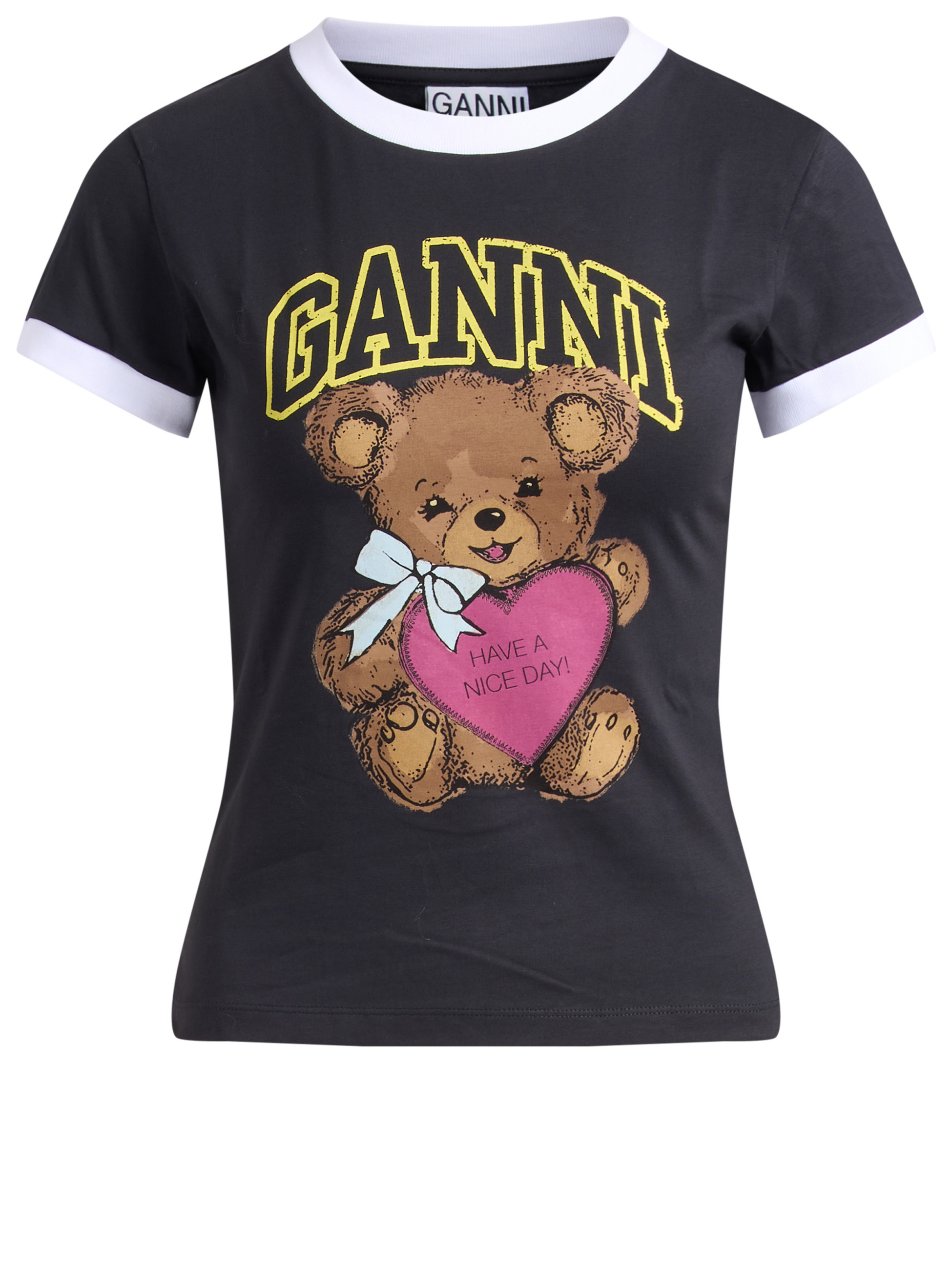 Camiseta Ganni Teddy de algodón gris oscuro Camiseta Ganni Teddy de algodón gris oscuro