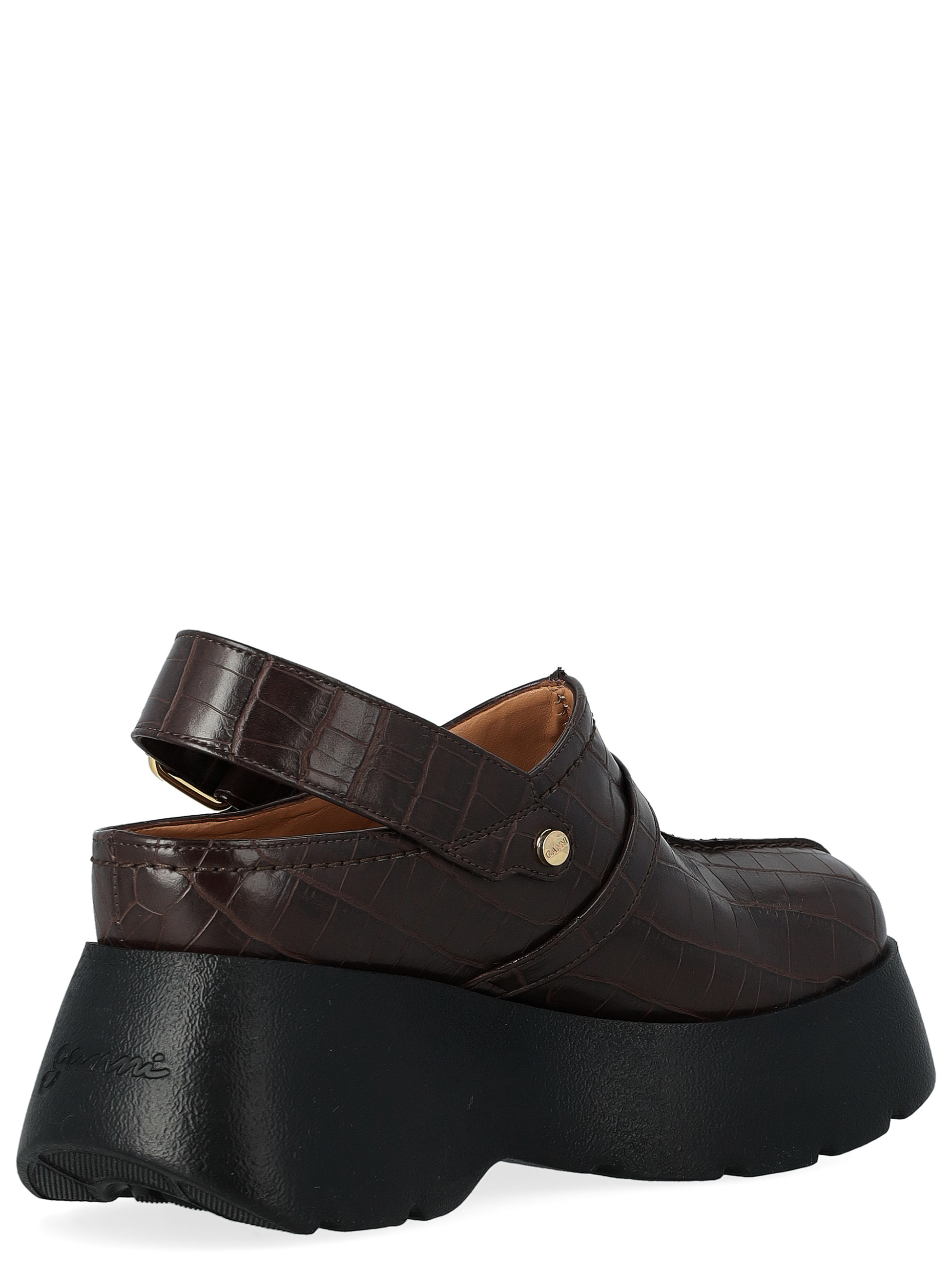 Ganni brown crocodile-print Ganni mules | H-Brands