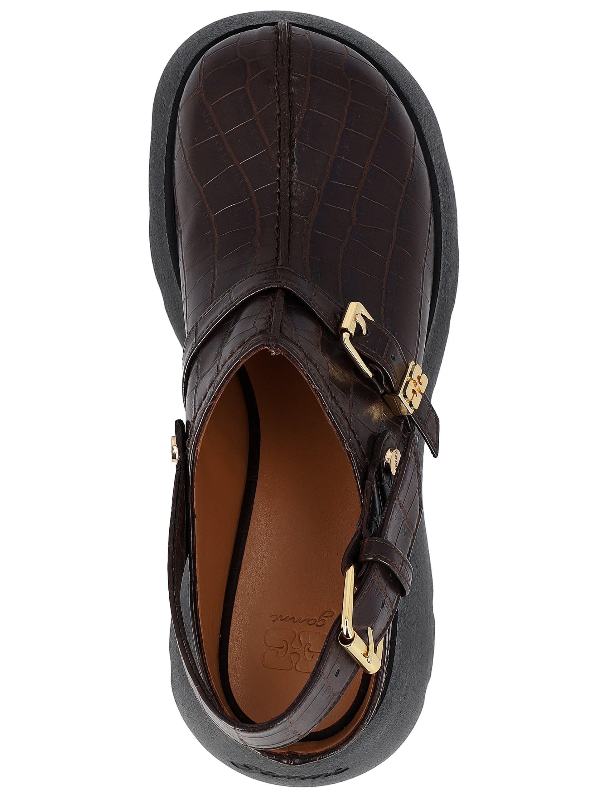 Ganni brown crocodile-print Ganni mules | H-Brands