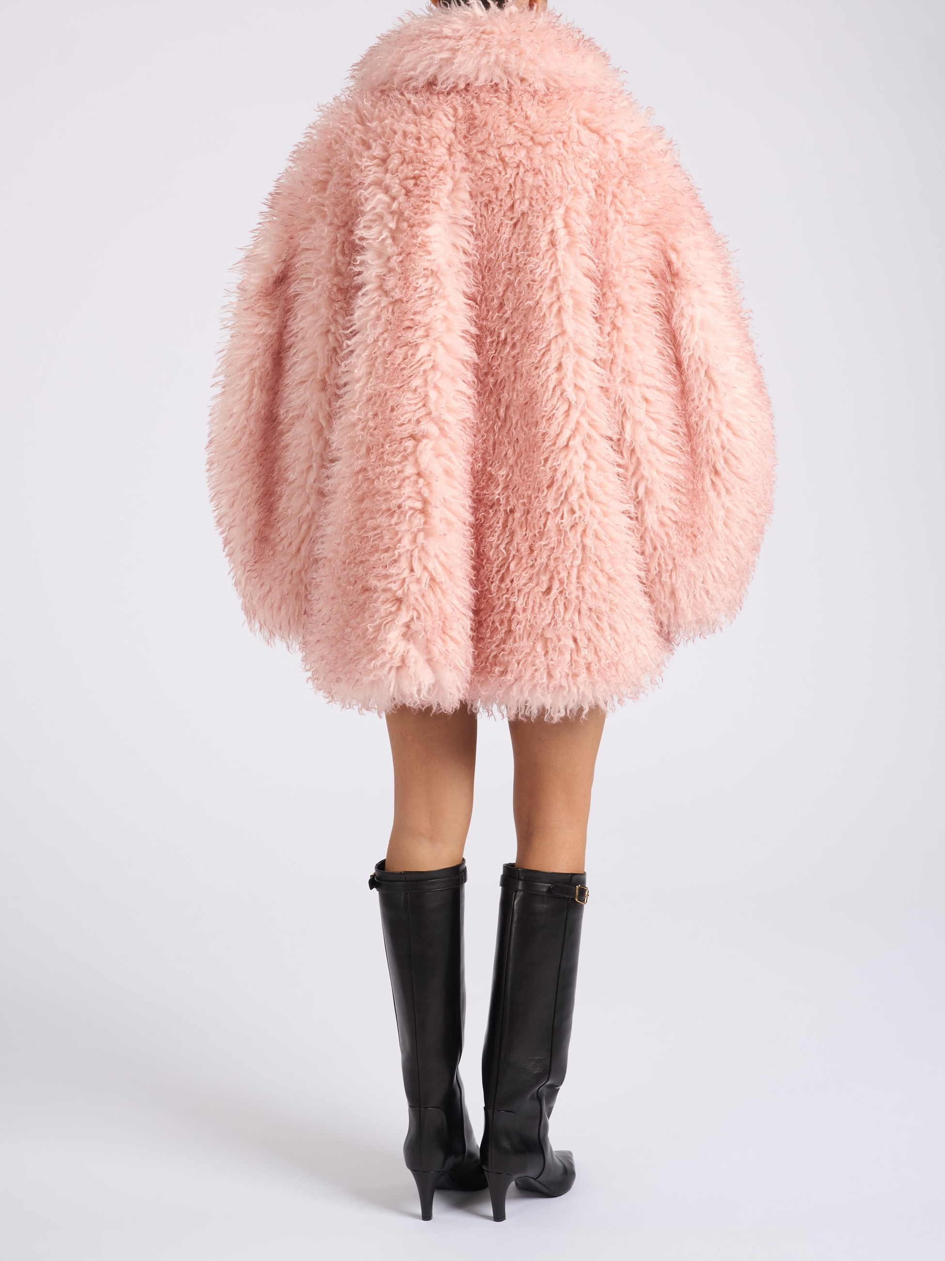 GANNI ピンク ロングコート Ganni Oversized Alternative Fur Coat | Neiman Marcus