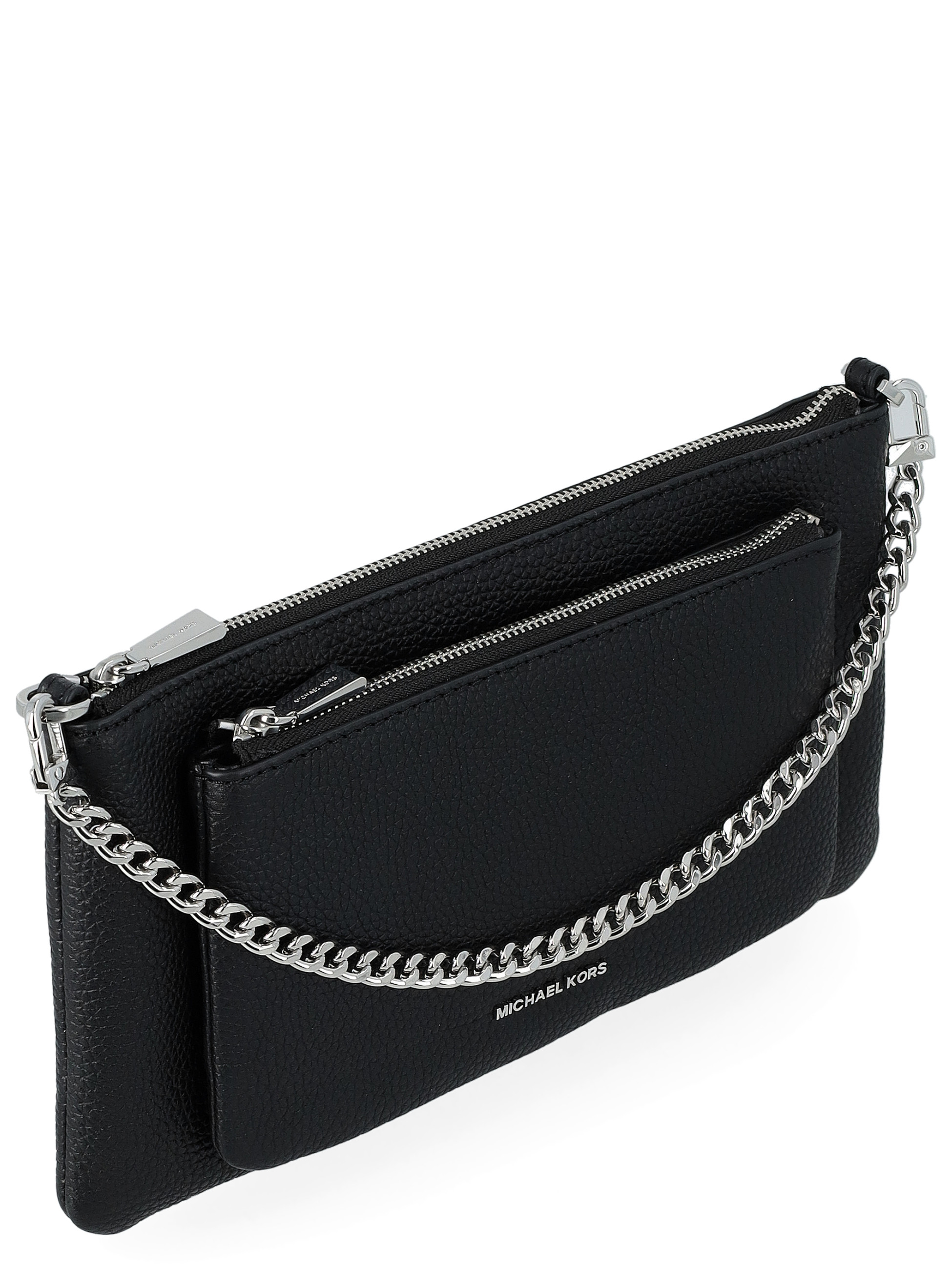 Michael Kors Set medium bag in black leather with silver details