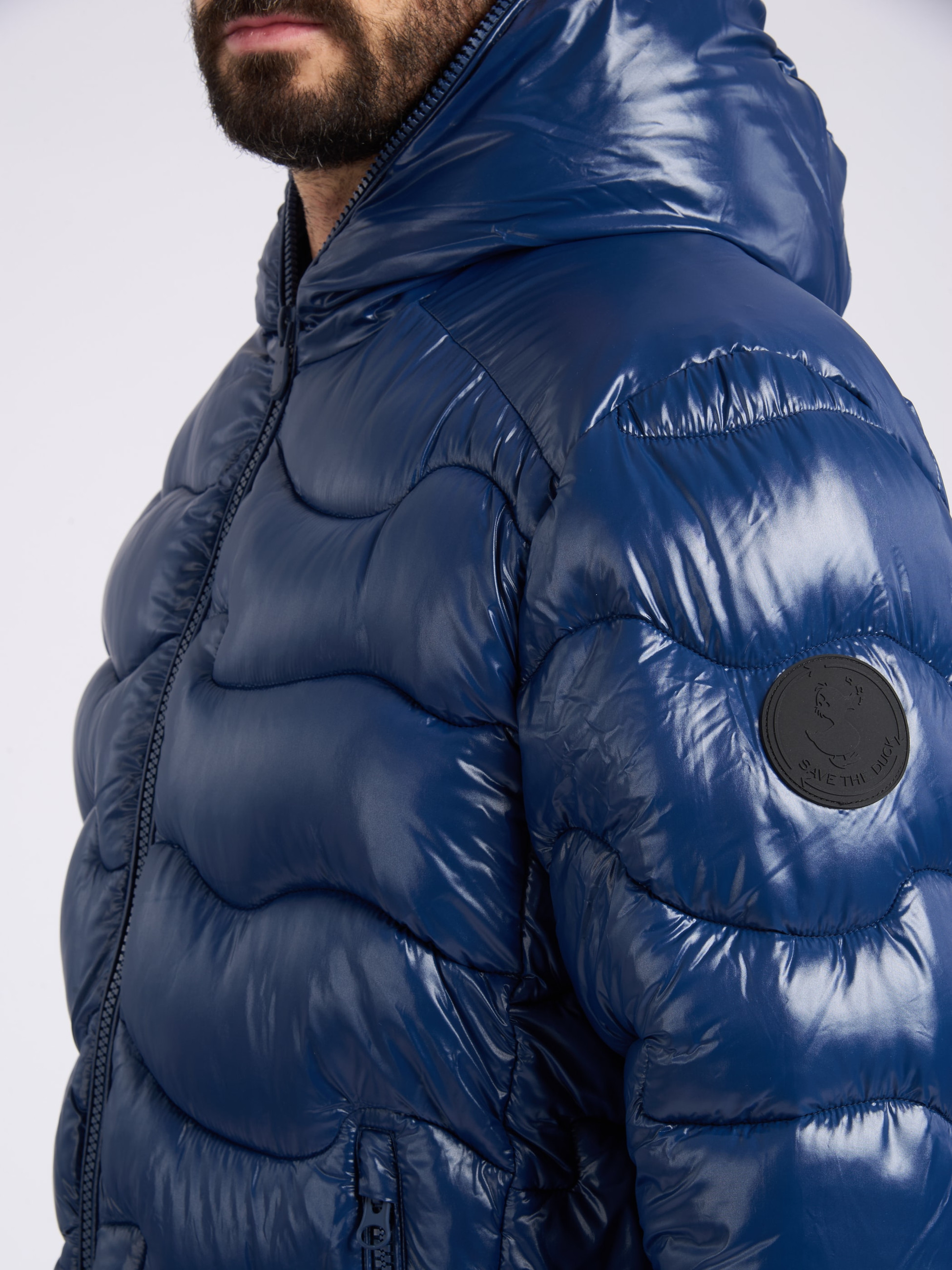 Save The Duck Down jacket in Blue Recycled Nylon | H-Brands