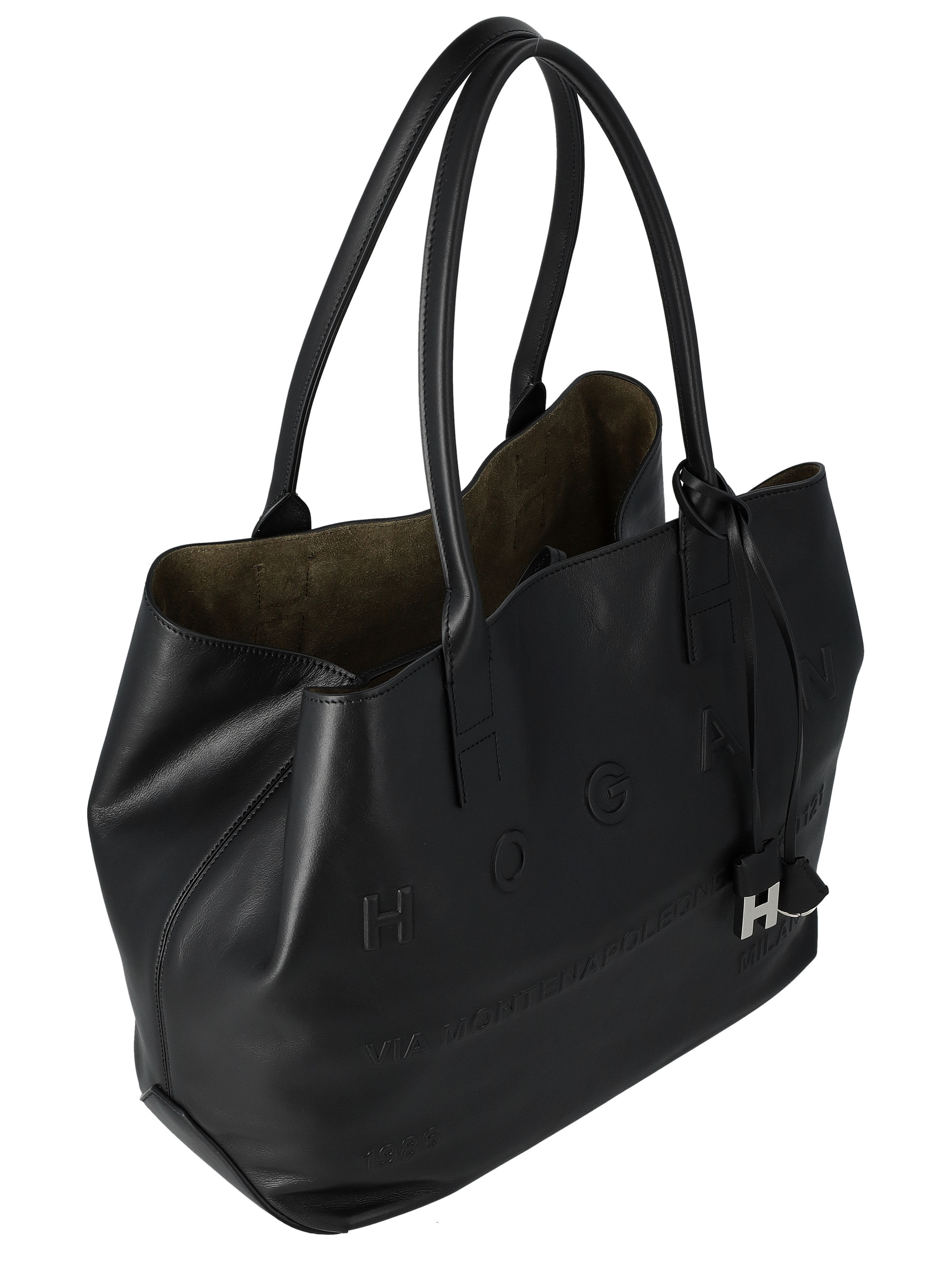 Hogan Medium Black Leather Tote Bag | H-Brands