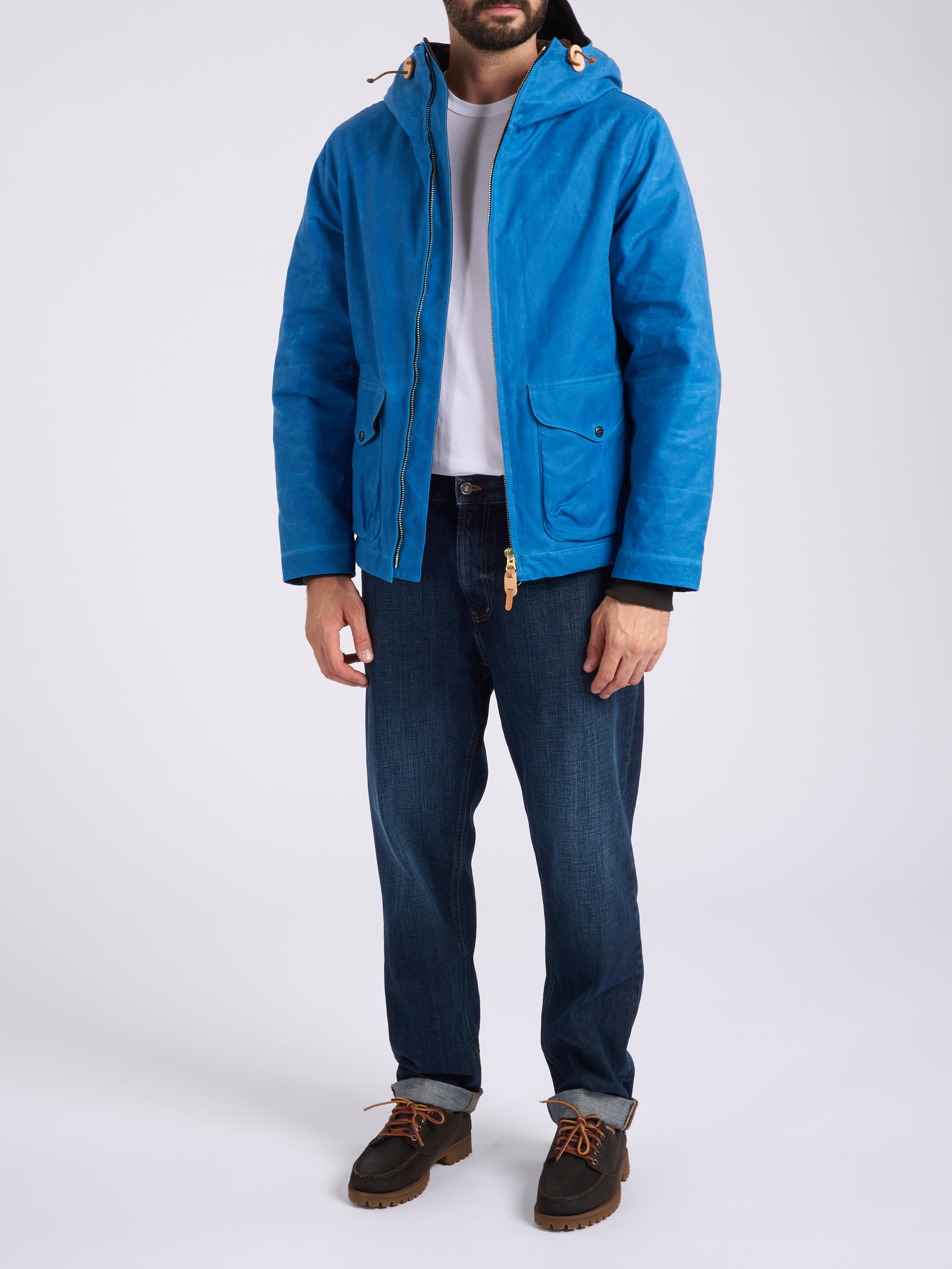 Manifattura Ceccarelli blue waxed fabric jacket | H-Brands
