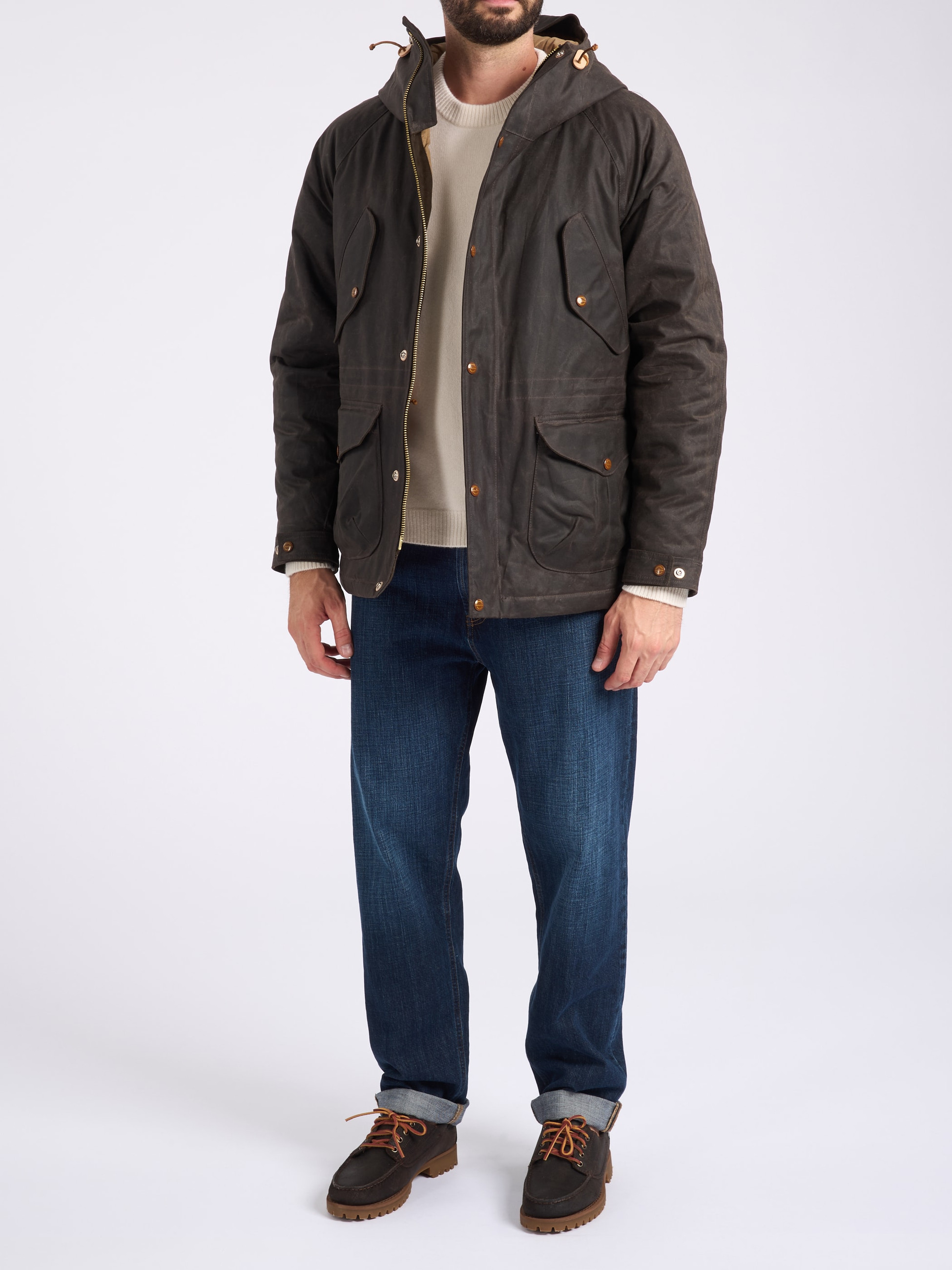 Manifattura Ceccarelli Parka in brown waxed cotton | H-Brands