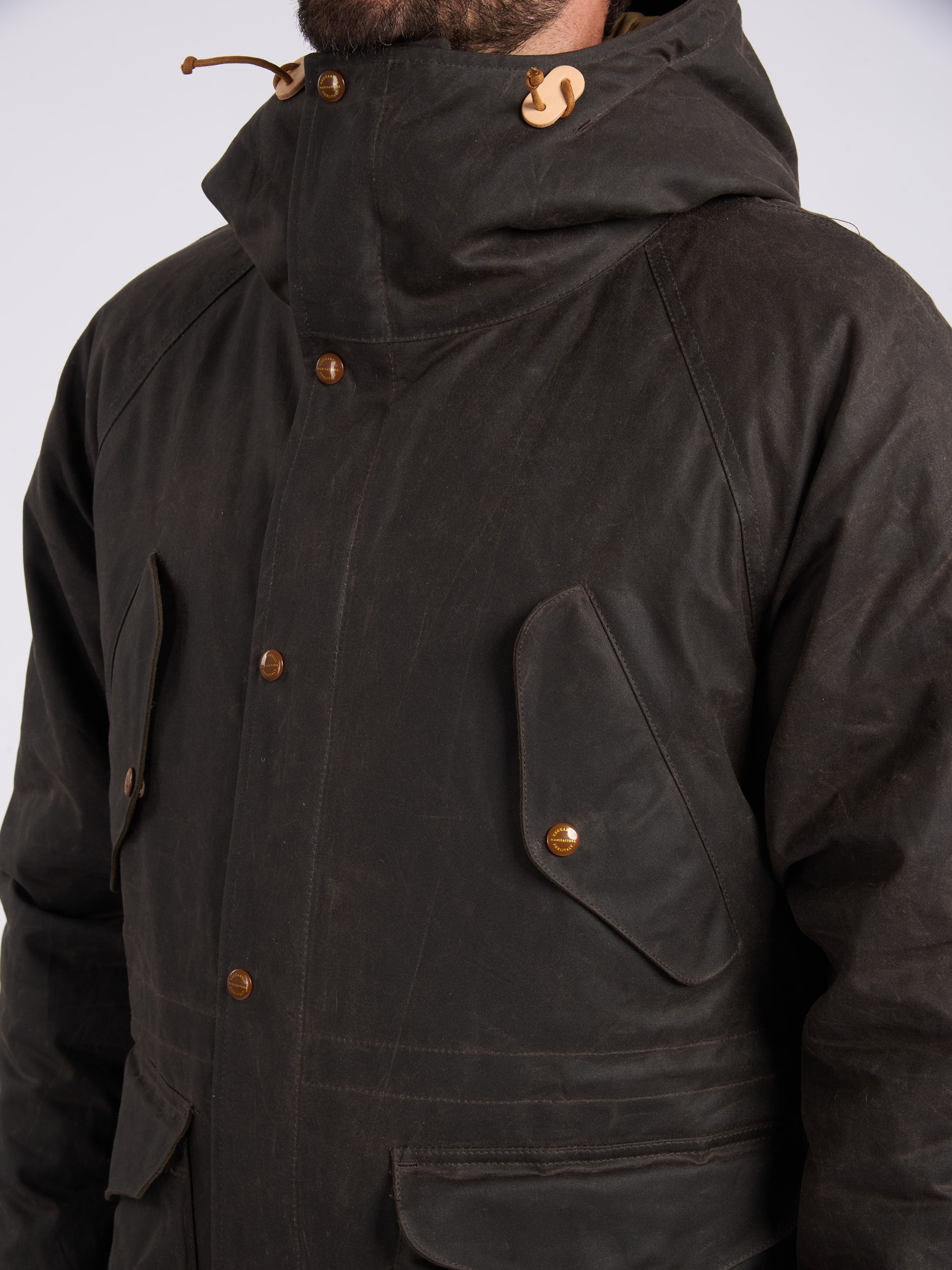 Manifattura Ceccarelli Parka in brown waxed cotton | H-Brands