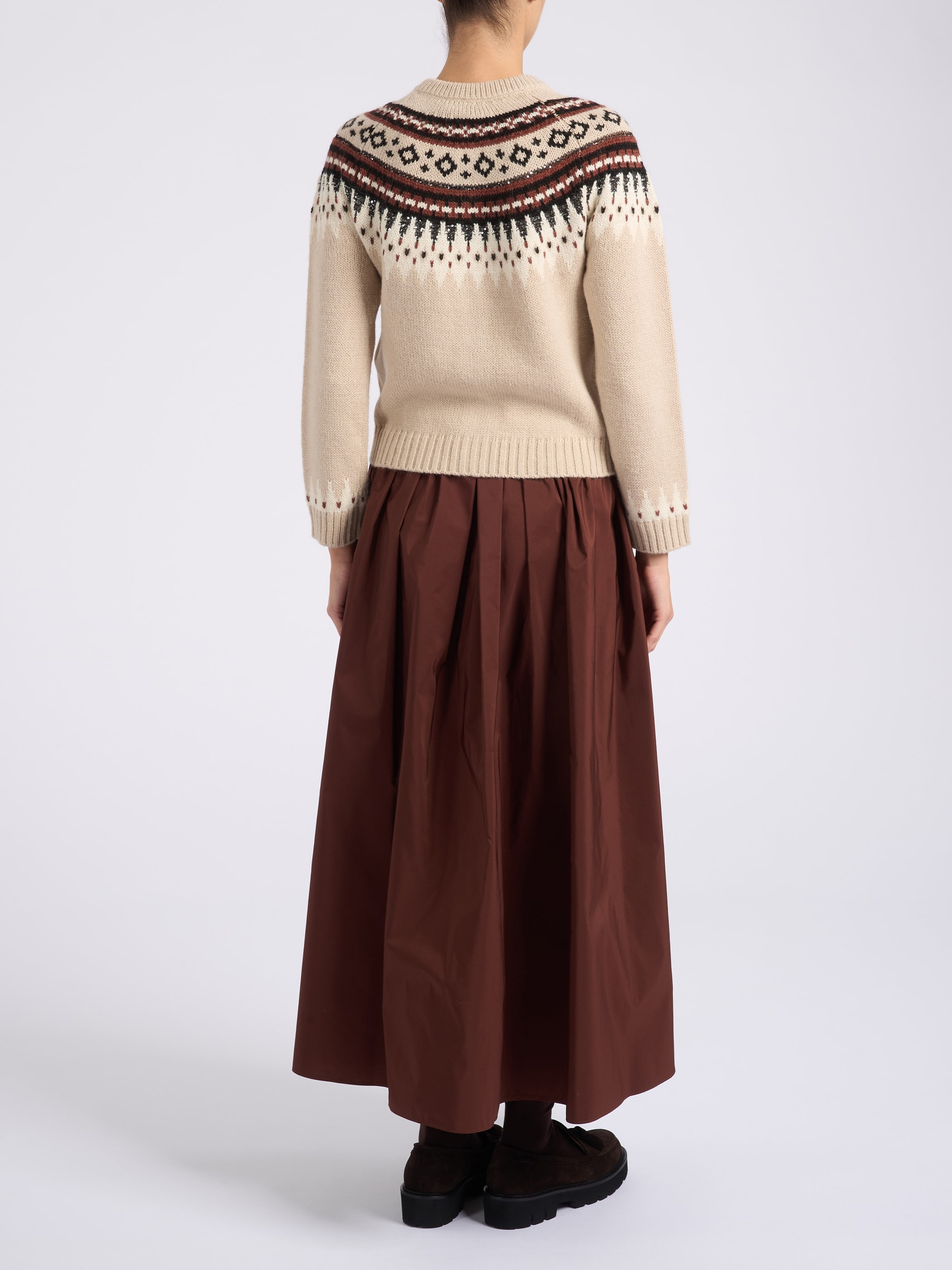 Weekend Max Mara Cardigan in beige jacquard wool | H-Brands