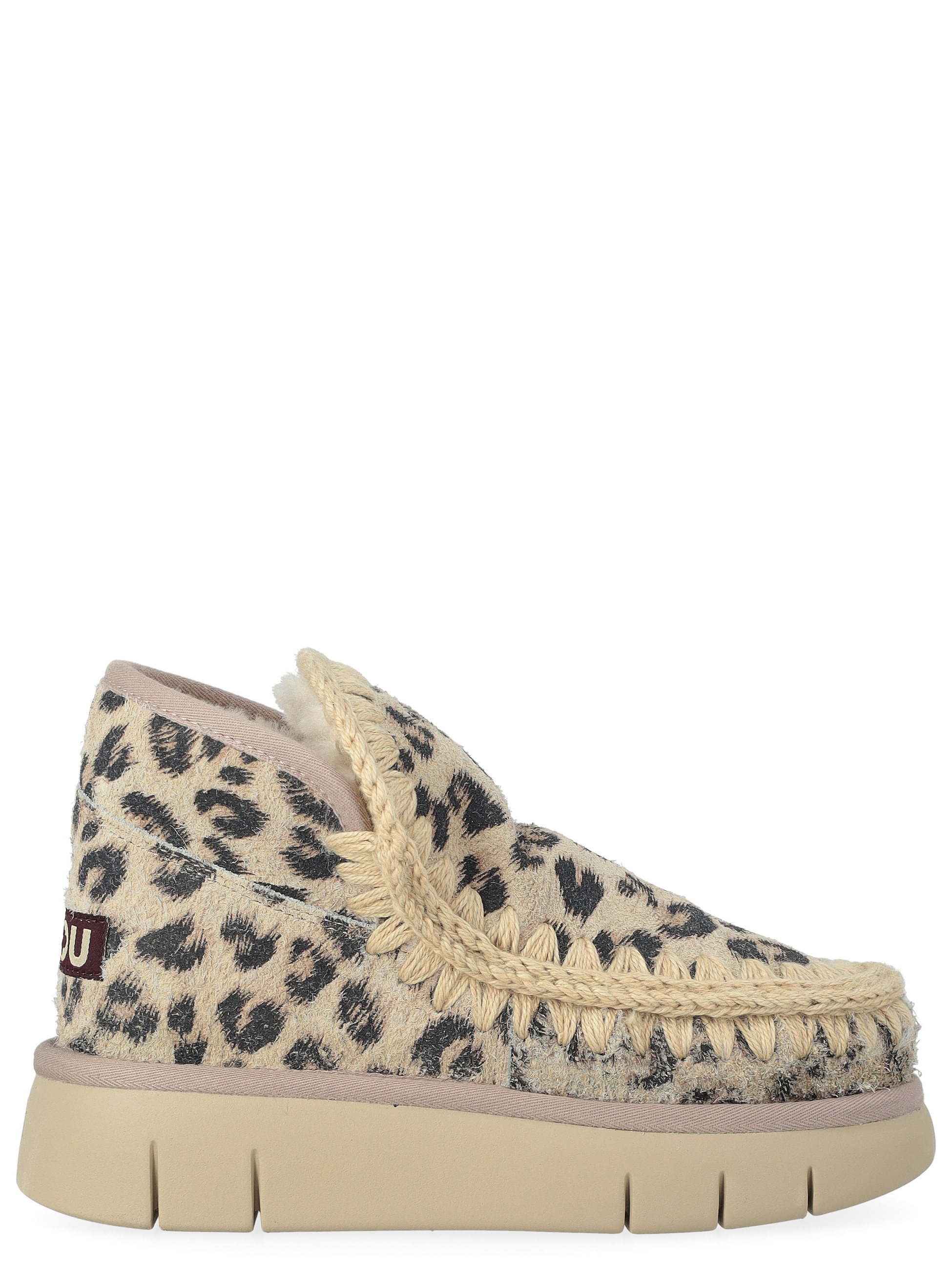 Mou Bounce Sneaker Hairy ankle boot in leopard print suede 