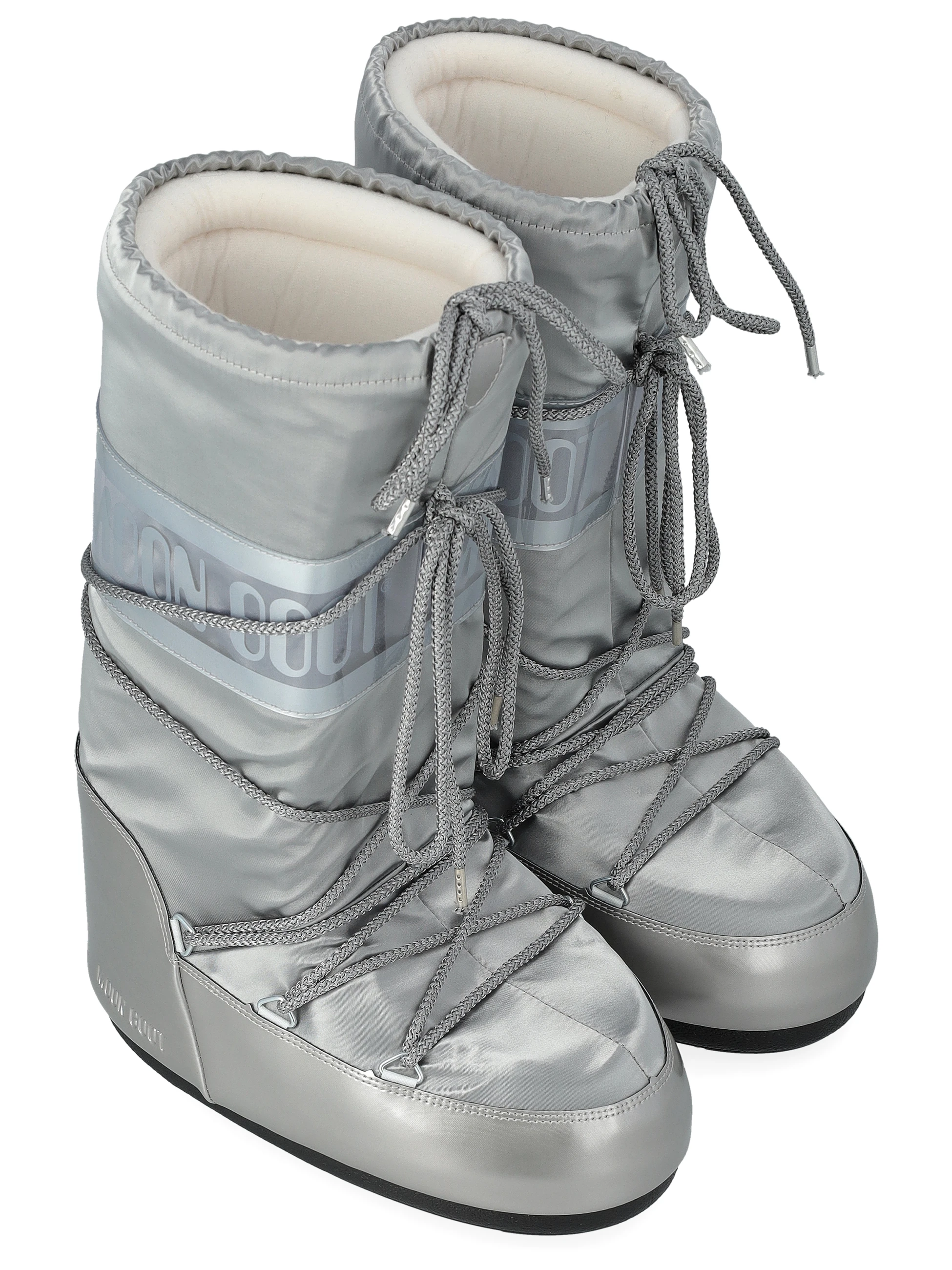 Moon Boot Glace Boot in Silver Satin | H-Brands
