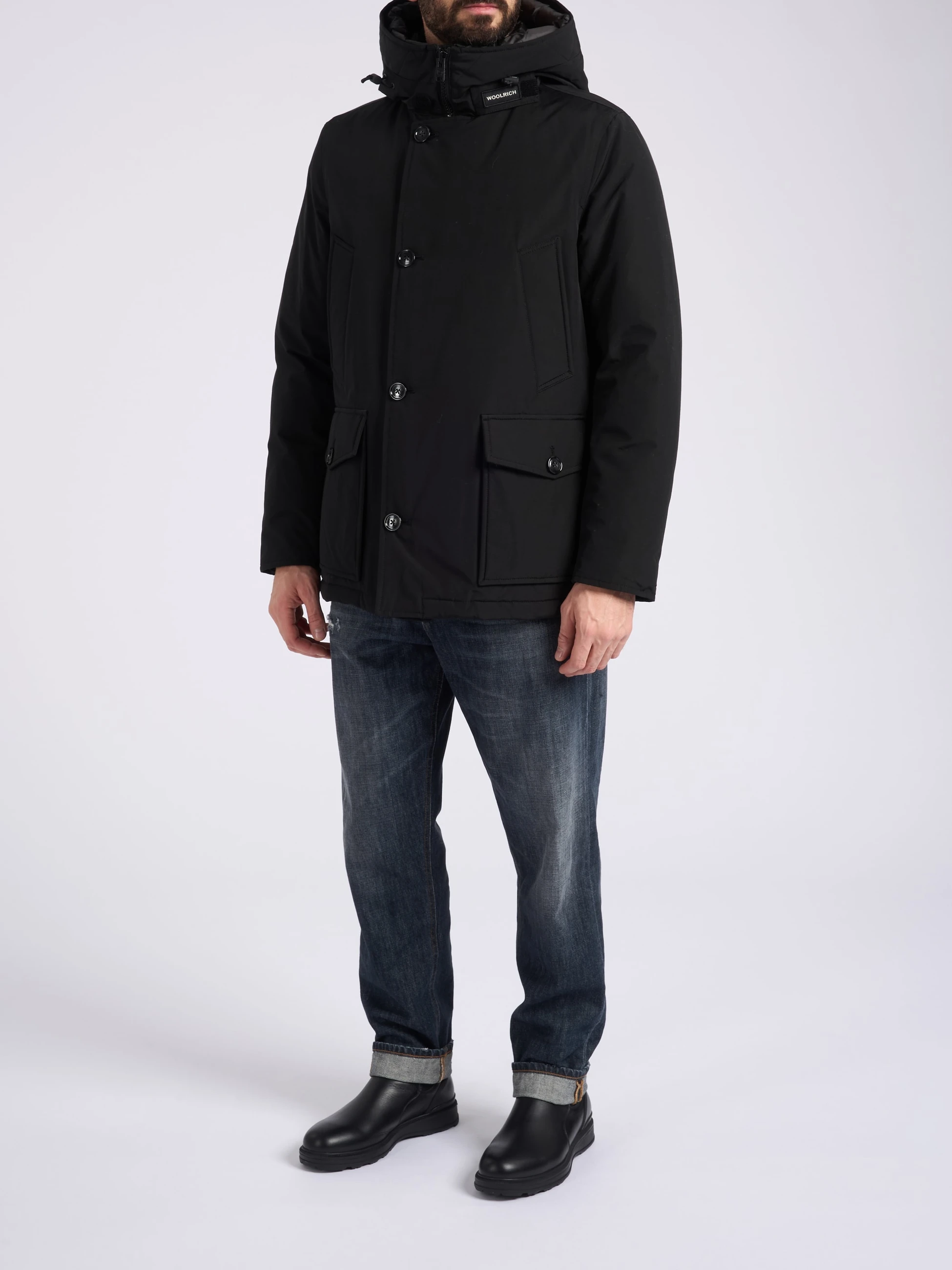 Woolrich Anorak Down jacket in Black Ramar Cloth | H-Brands