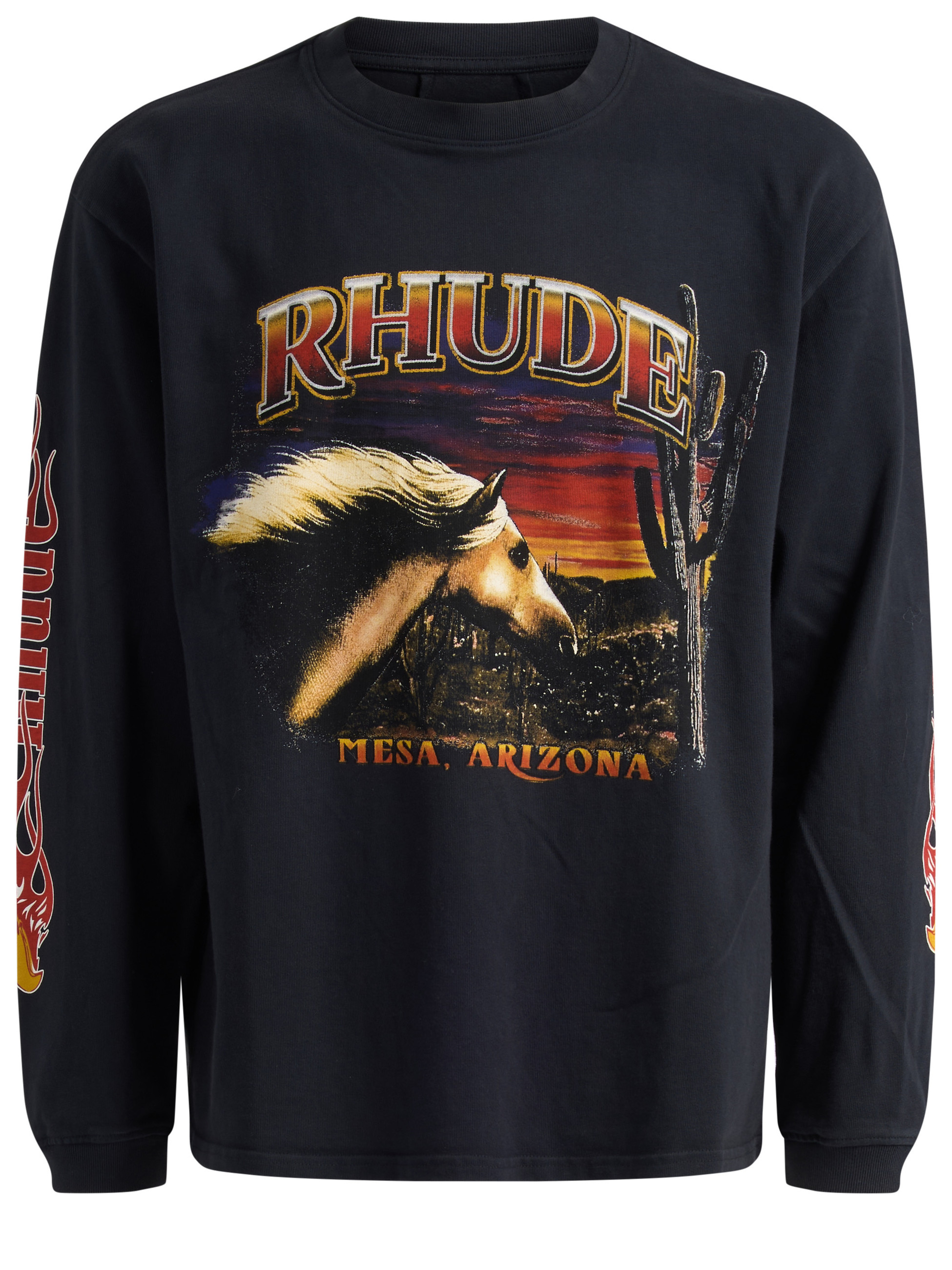 Rhude Stallion Long-Sleeve Black Cotton Sweater | H-Brands