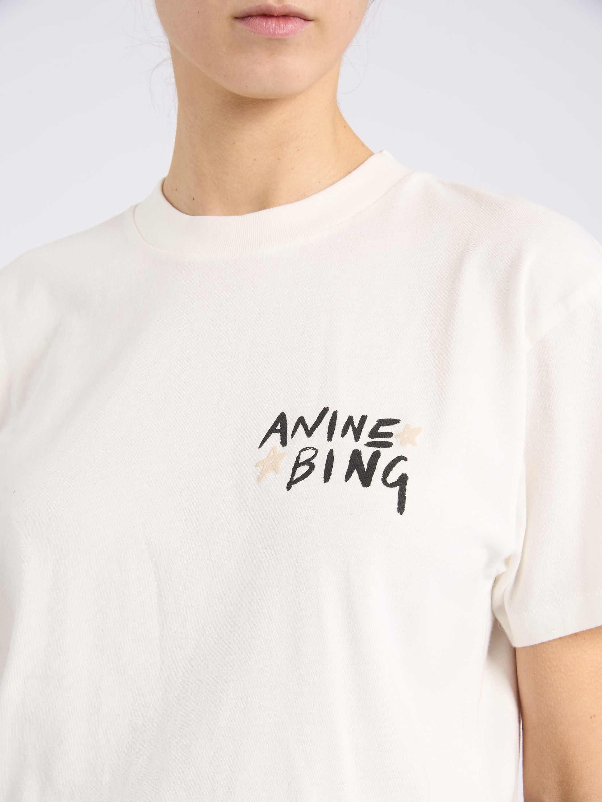 Anine Bing Empowerment T-Shirt in ivory jersey | H-Brands
