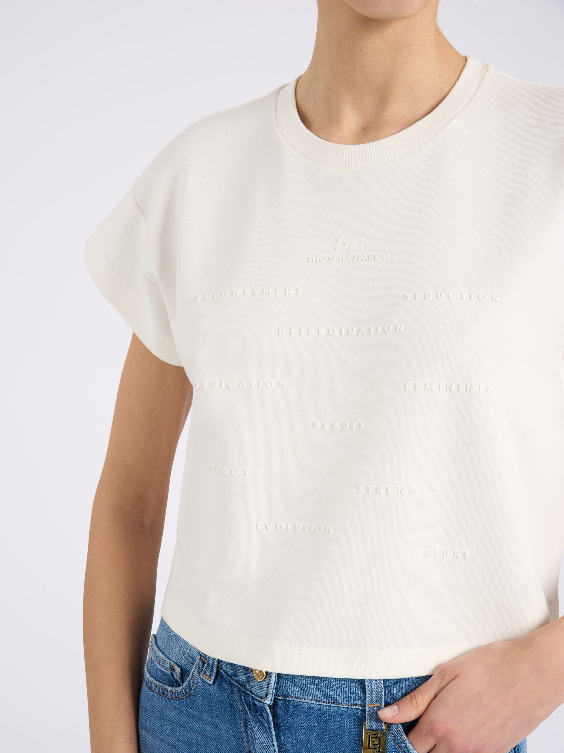 Elisabetta Franchi T-shirt Elisabetta Franchi chalk-colored jersey