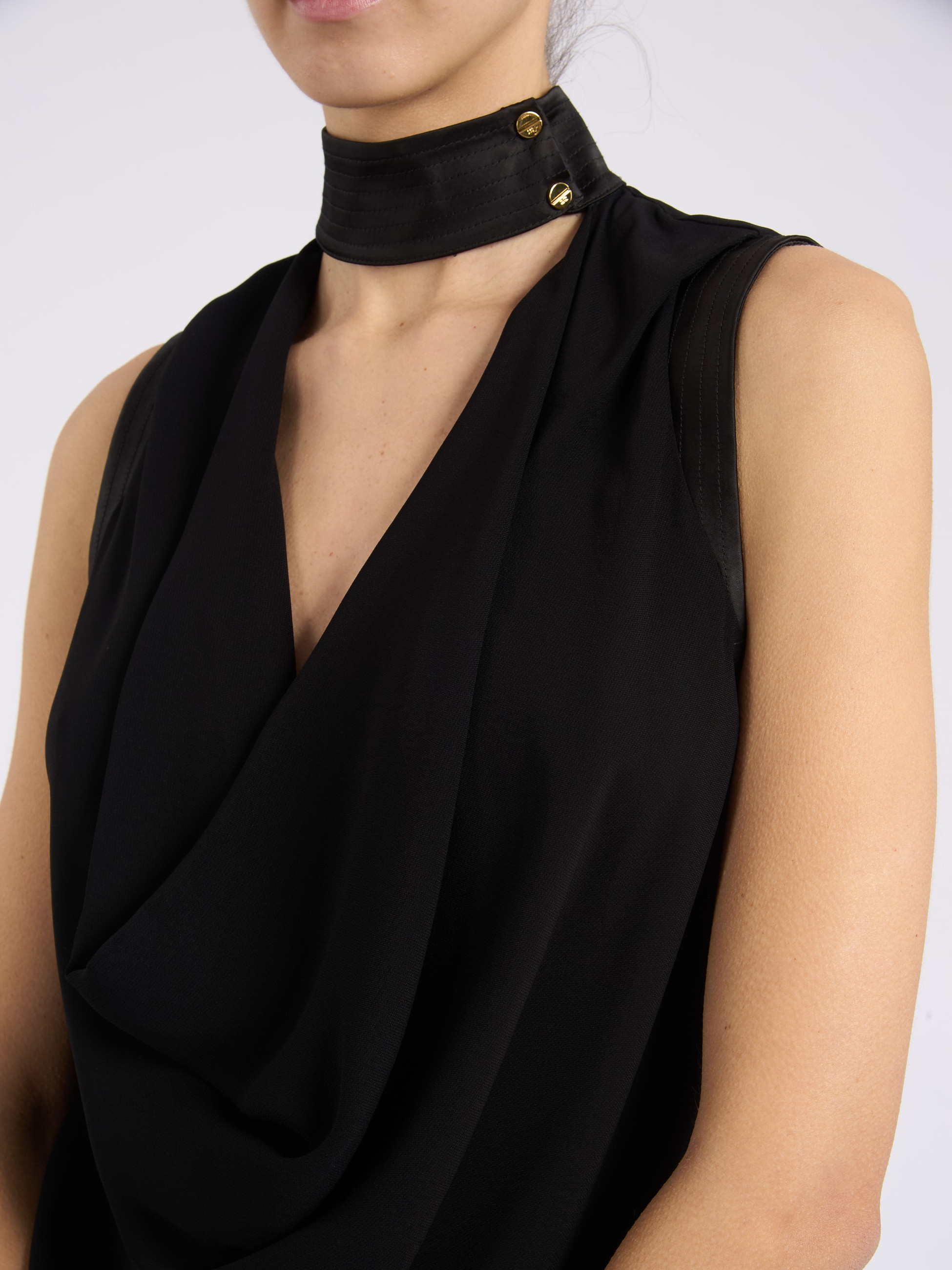 トップス ELISABETTA FRANCHI Elisabetta Franchi top Elisabetta Franchi black viscose georgette