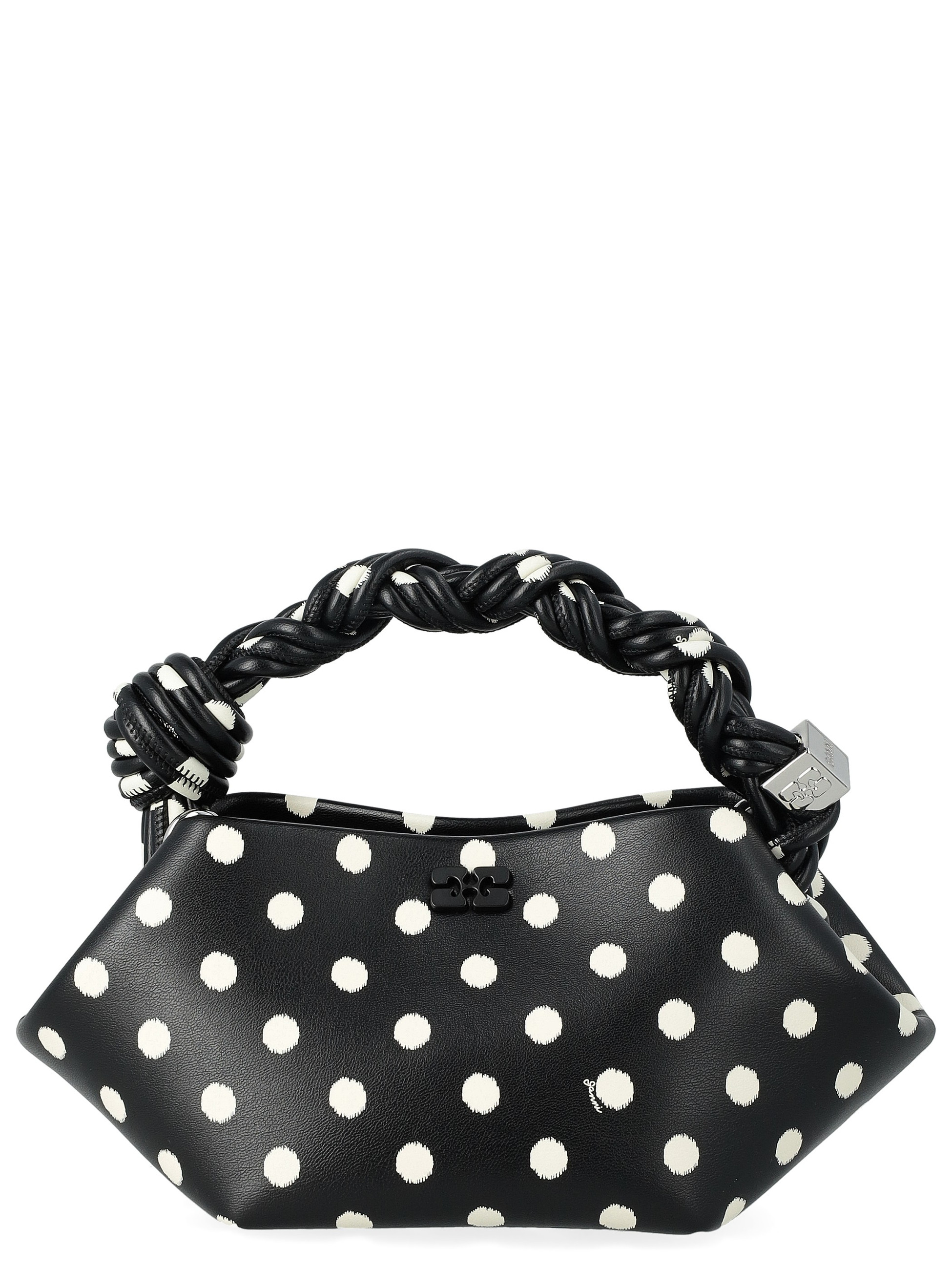 Ganni Bag Mini Polka-Dot Tasche aus schwarzem Leder