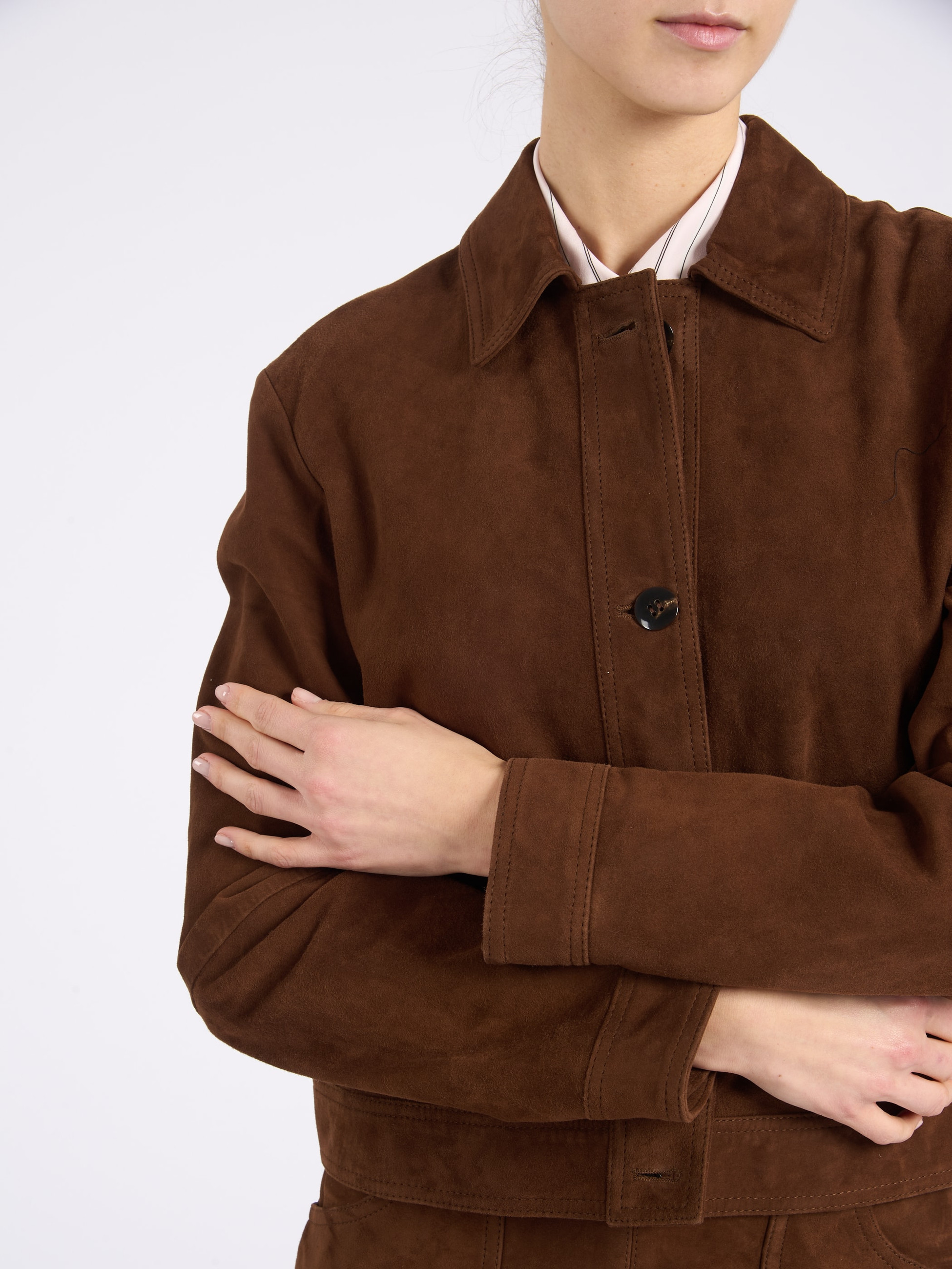 マックスマーラ　STUDIO ジャケット Max Mara Studio jacket in chocolate-brown suede | H-Brands