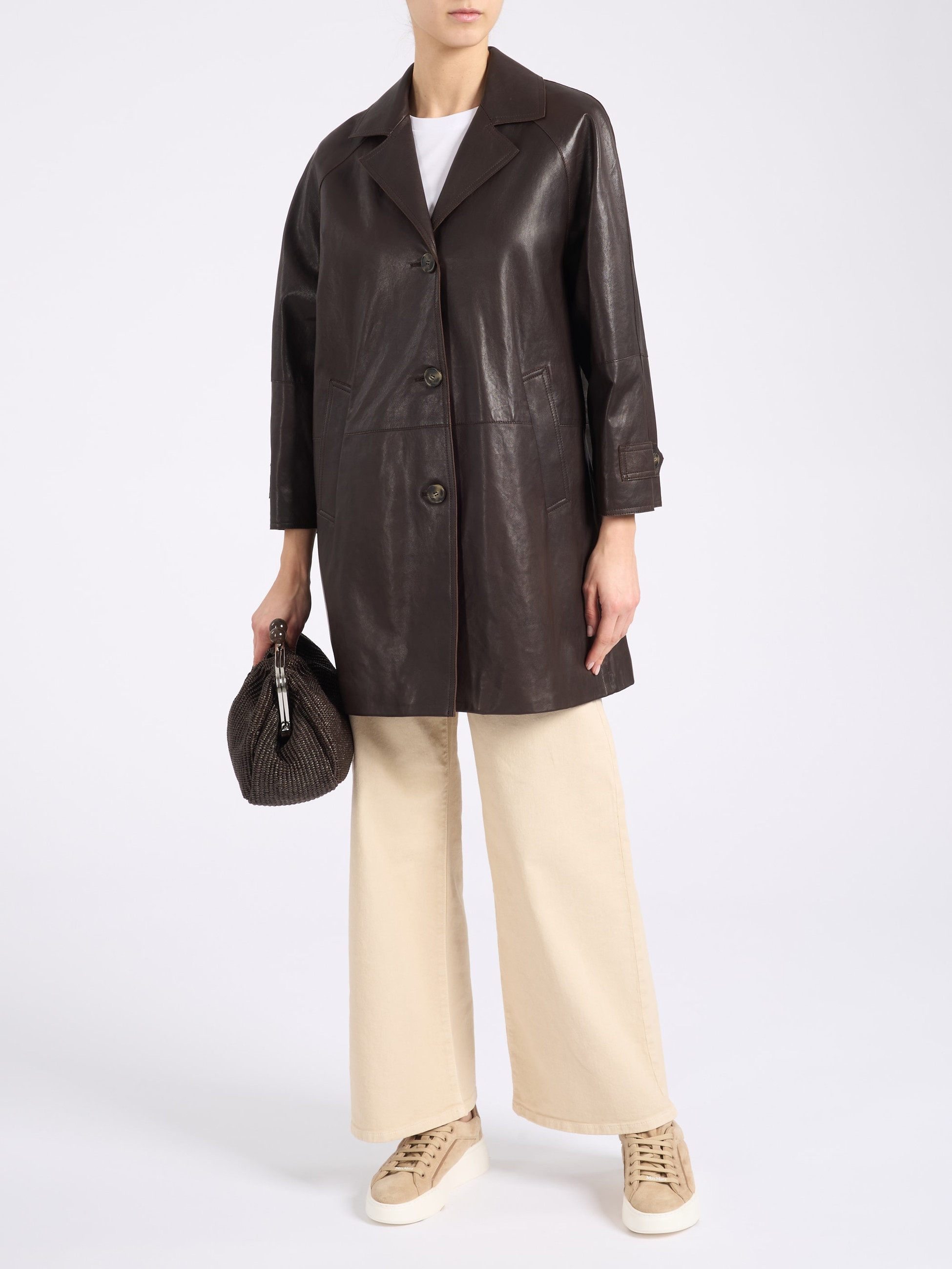 Weekend Max Mara Coat in Brown Nappa Leather | H-Brands