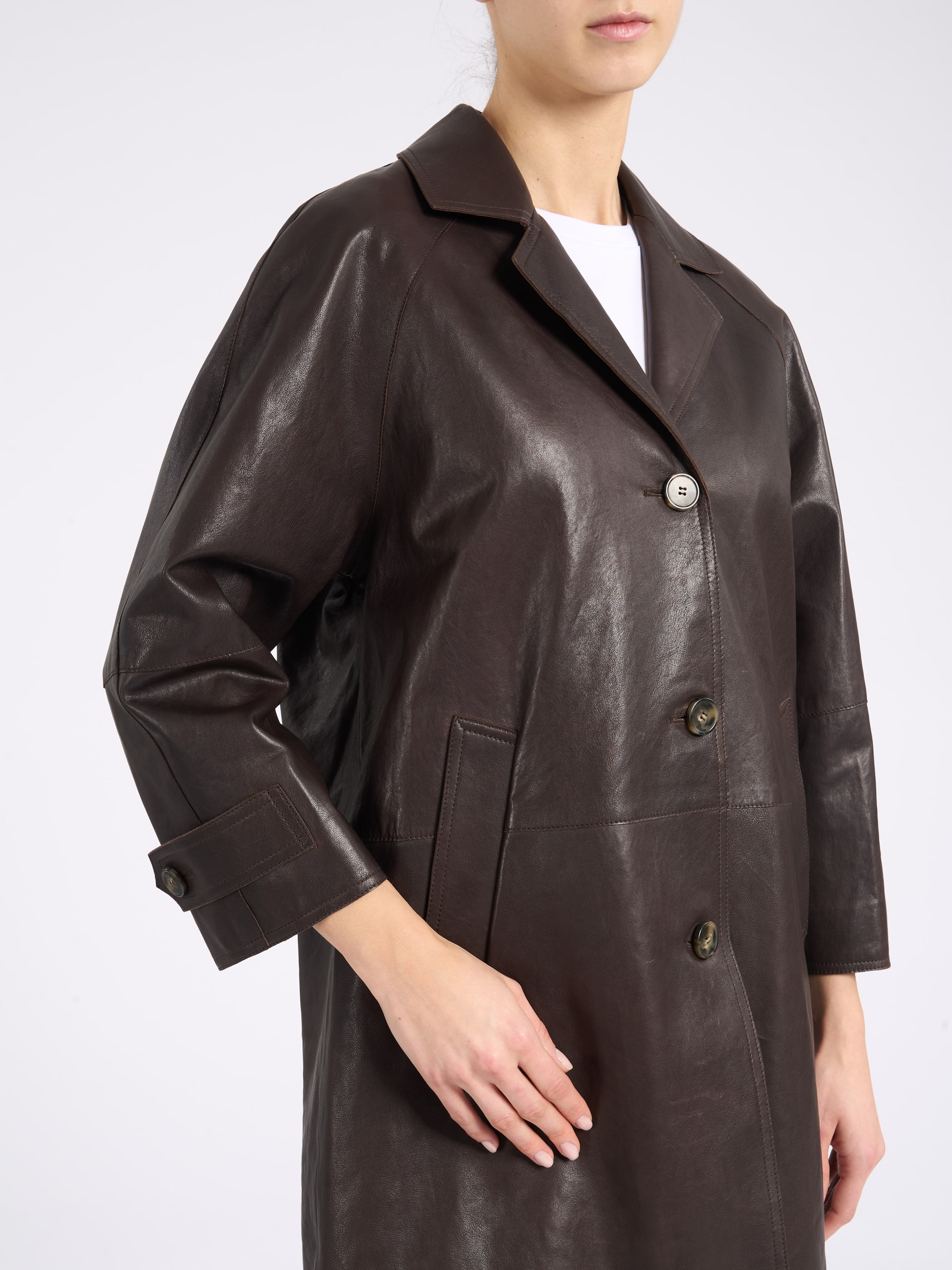 Weekend Max Mara Coat in Brown Nappa Leather | H-Brands