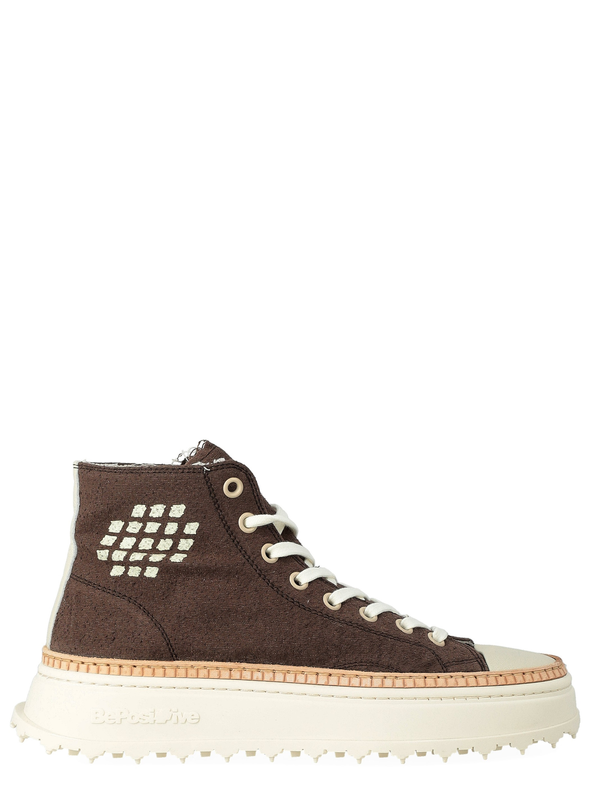 Sneaker BePositive Cuprace Star in canvas marrone