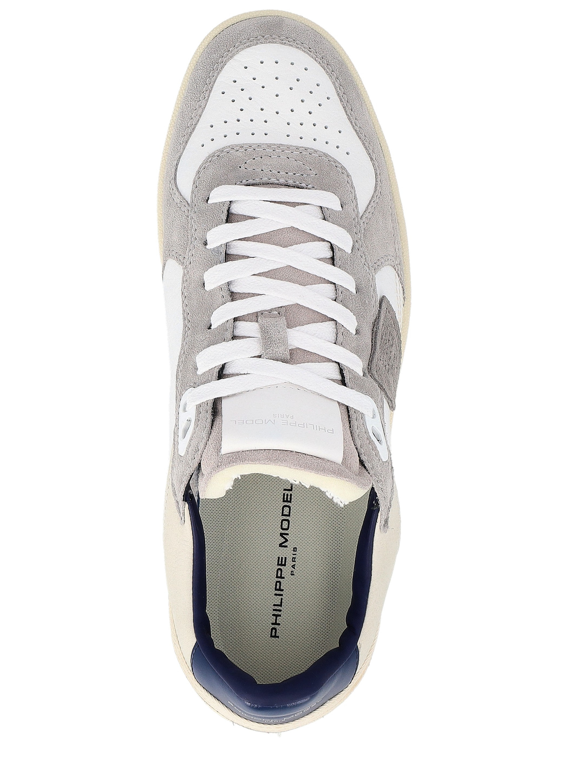 PHILIPPE MODEL スニーカー ホワイト/グレー　40 Philippe Model sneakers in white and gray leather and suede | H-Brands