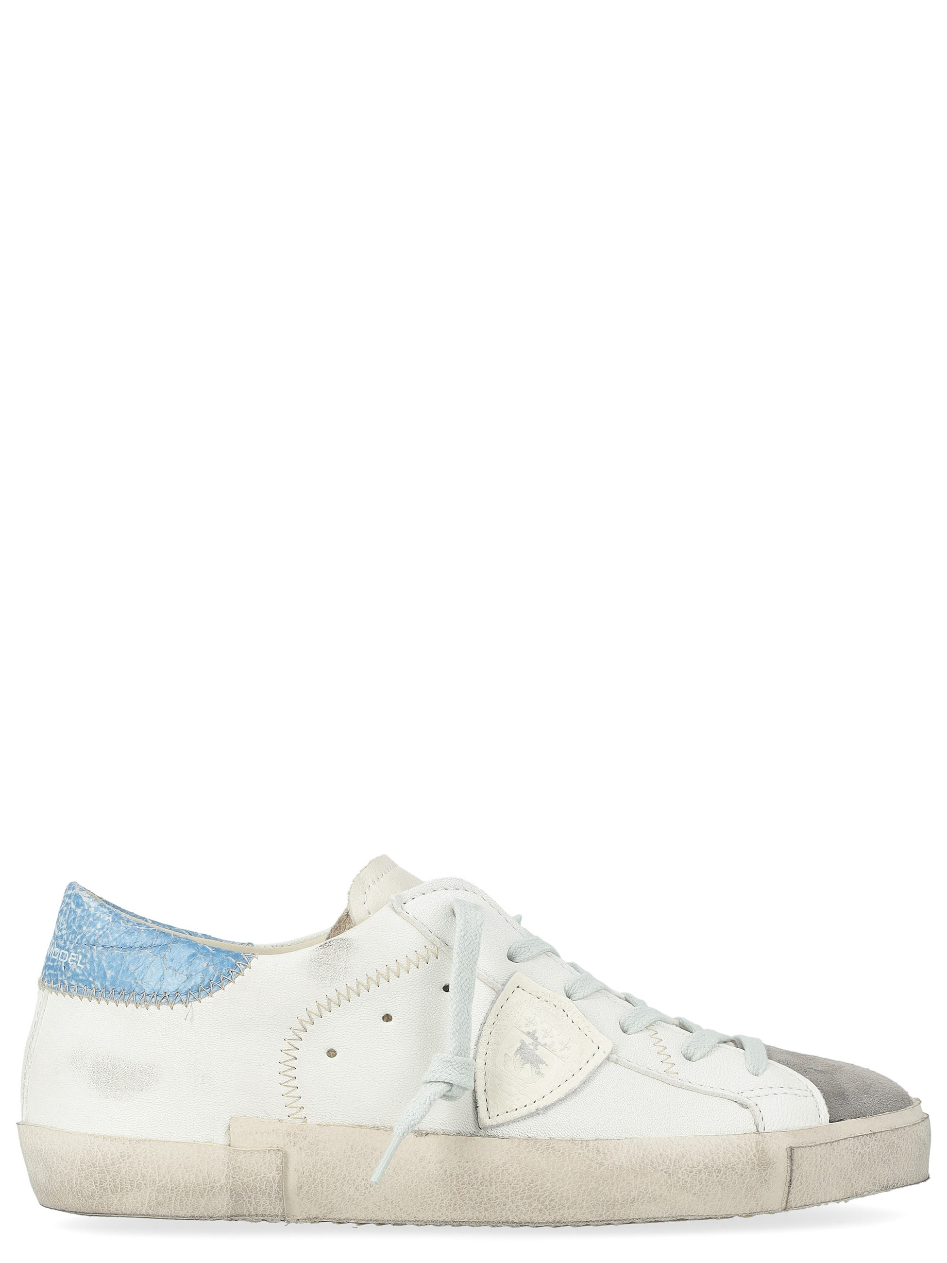 Sneaker Philippe Model aus weißem und hellblauem Leder